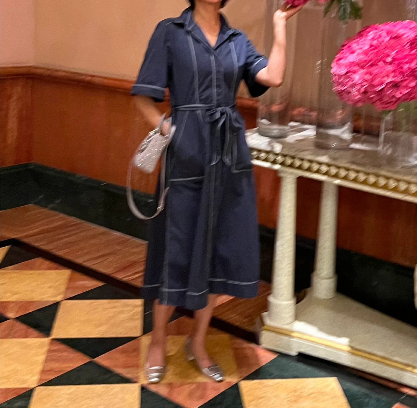 Burberry Navy Blue Cotton Dress - Size 8 thumbnail