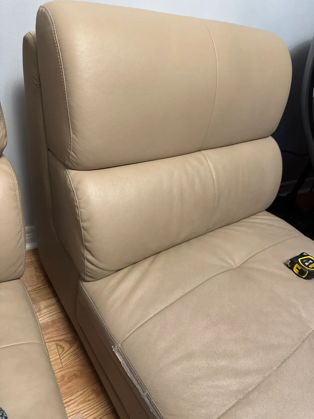 Beige Leather Sofa Sectional image indicator(7)