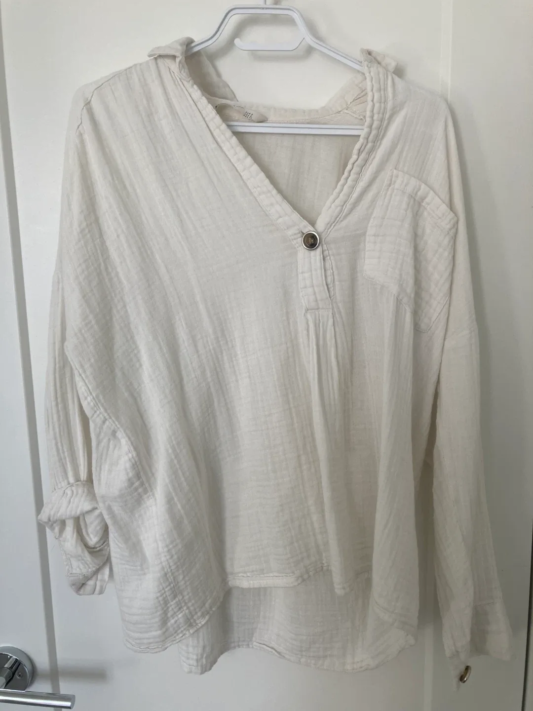 Zara White Cotton Gauze Blouse - Size Small thumbnail