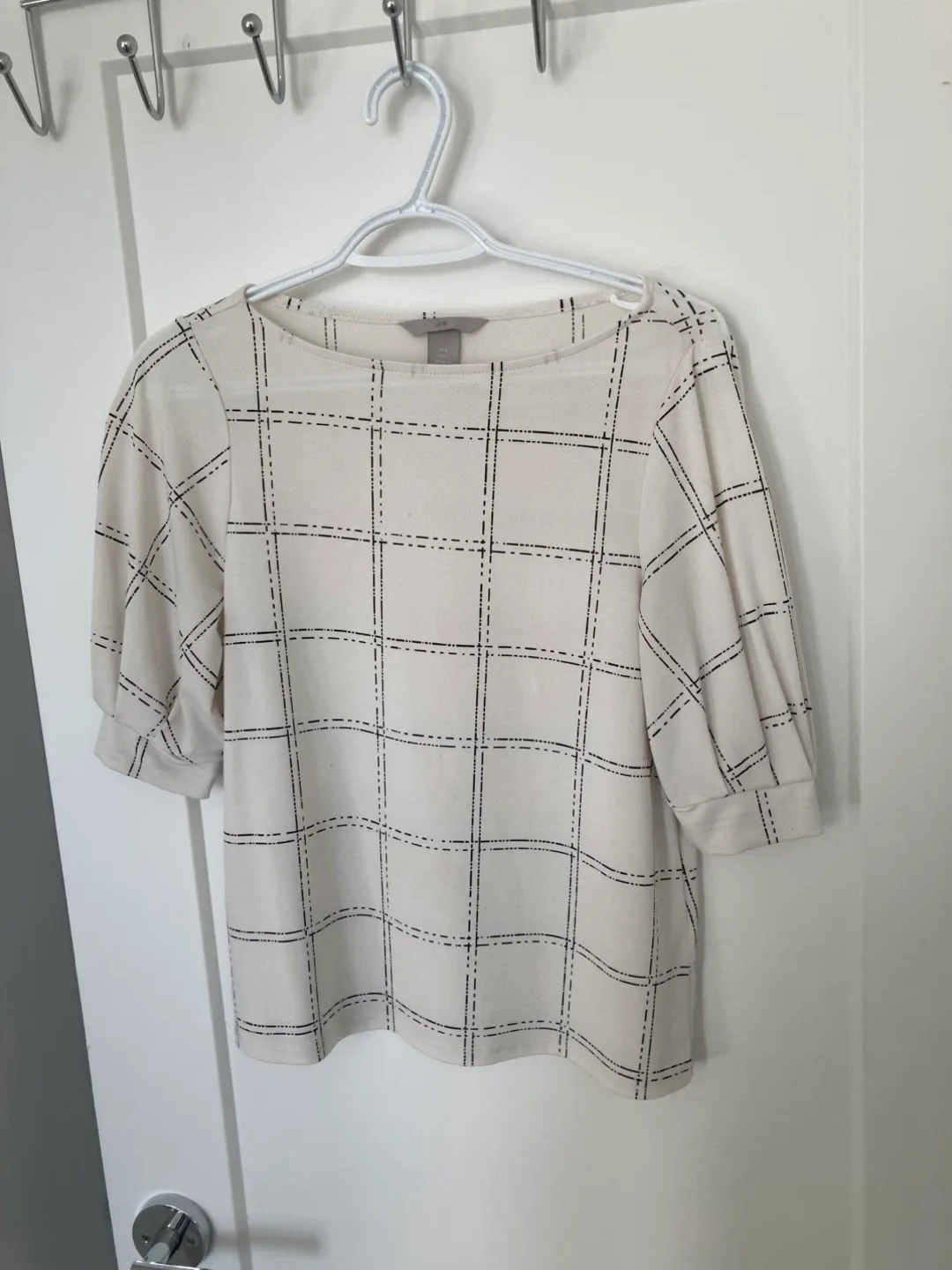 H&M Cream Plaid Top - Women's thumbnail