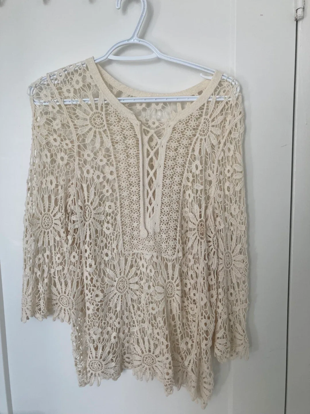 Lace Crochet Top - Cream Colour thumbnail