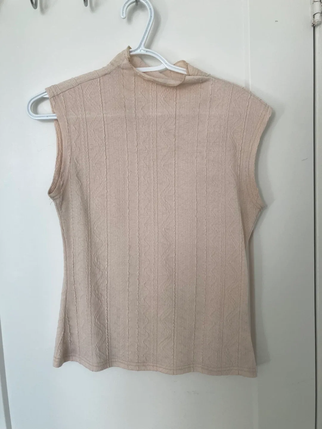 Sleeveless Mock Neck Top - Beige thumbnail
