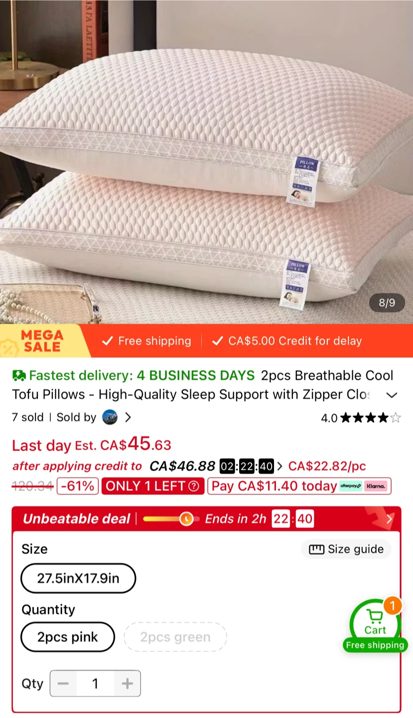 2pcs Breathable Cool Tofu Pillows - NEW - photo 3