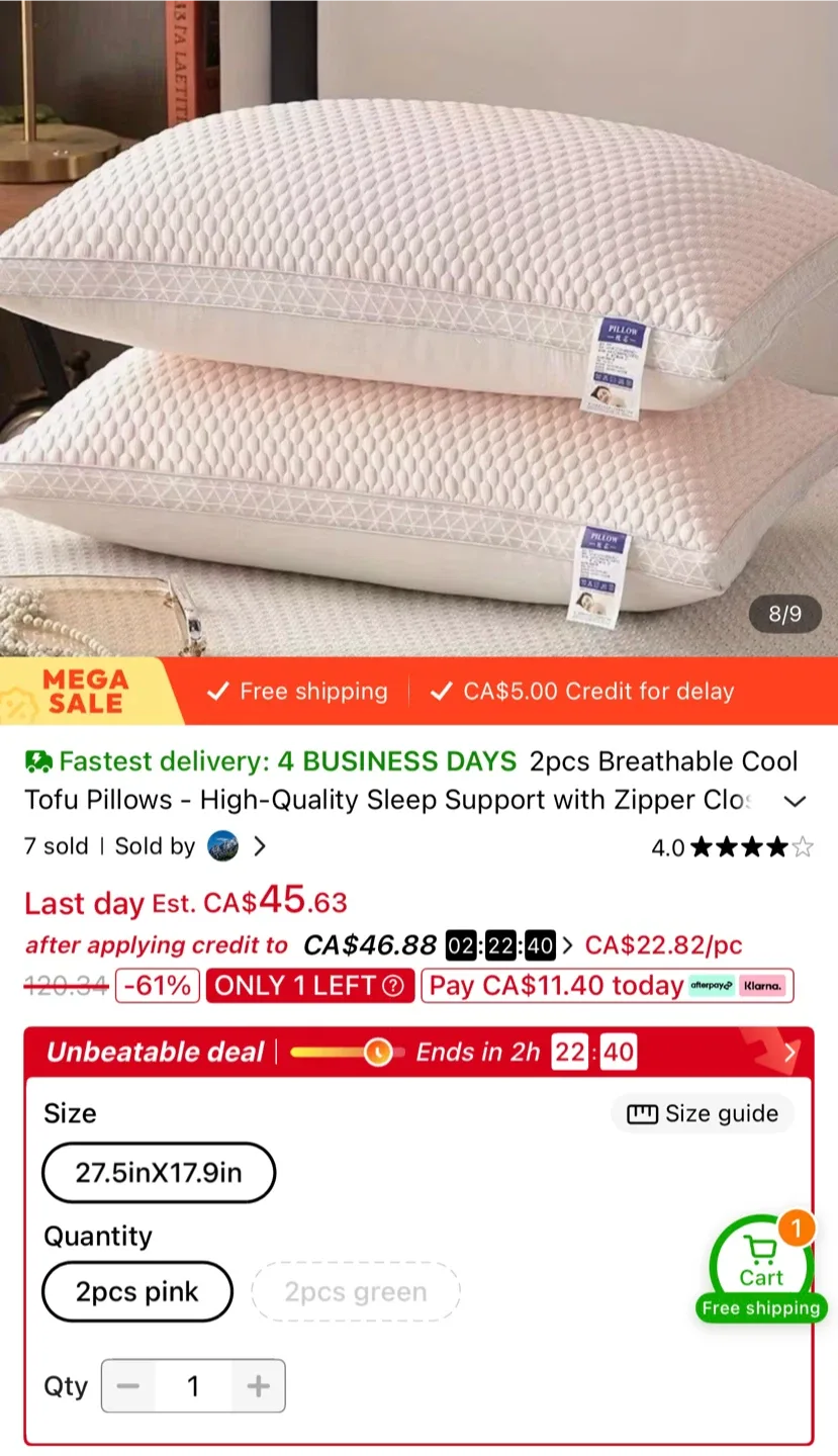 2pcs Breathable Cool Tofu Pillows - NEW image indicator(3)