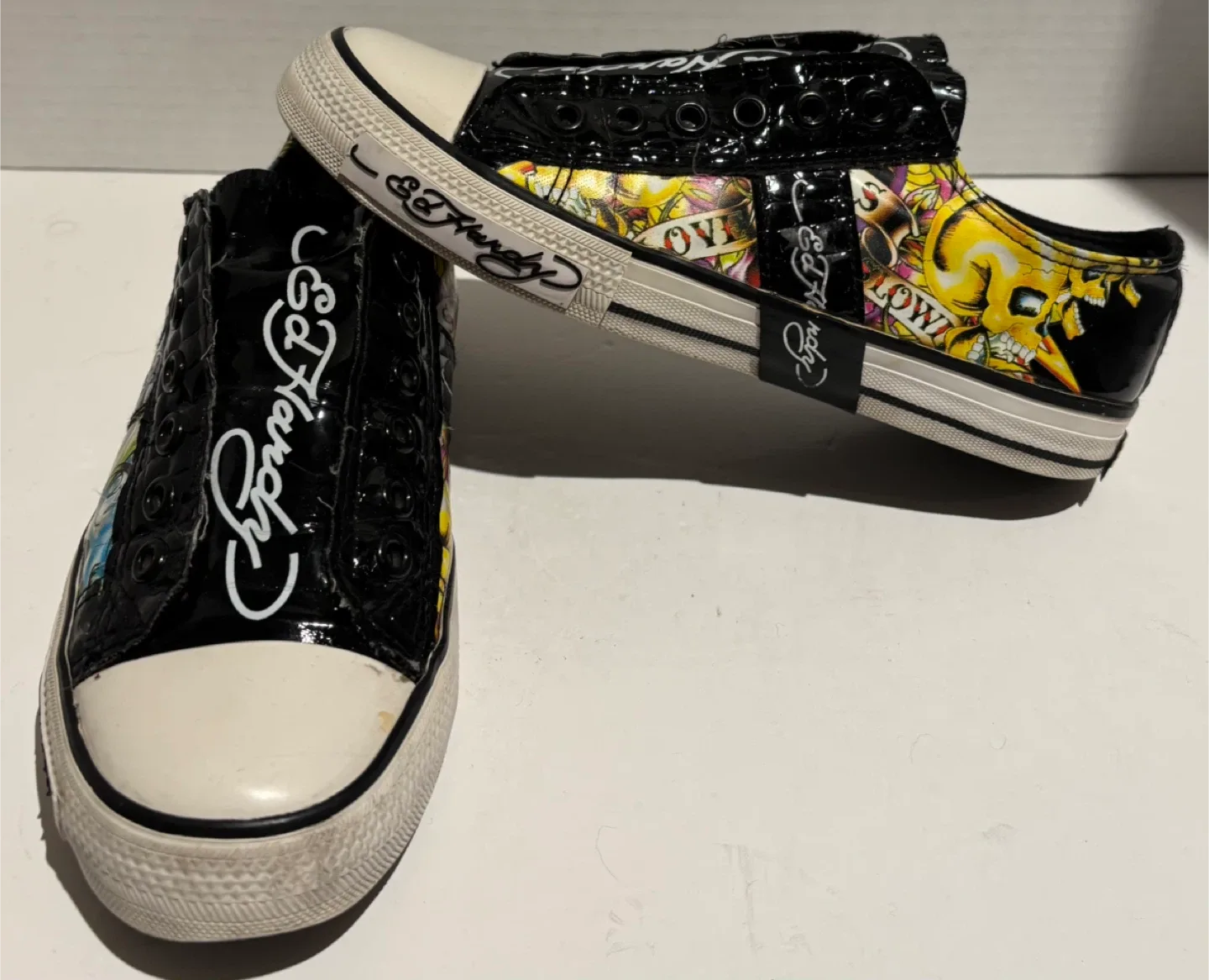 Ed Hardy Black Graphic Low Top Sneakers - Size 5 thumbnail