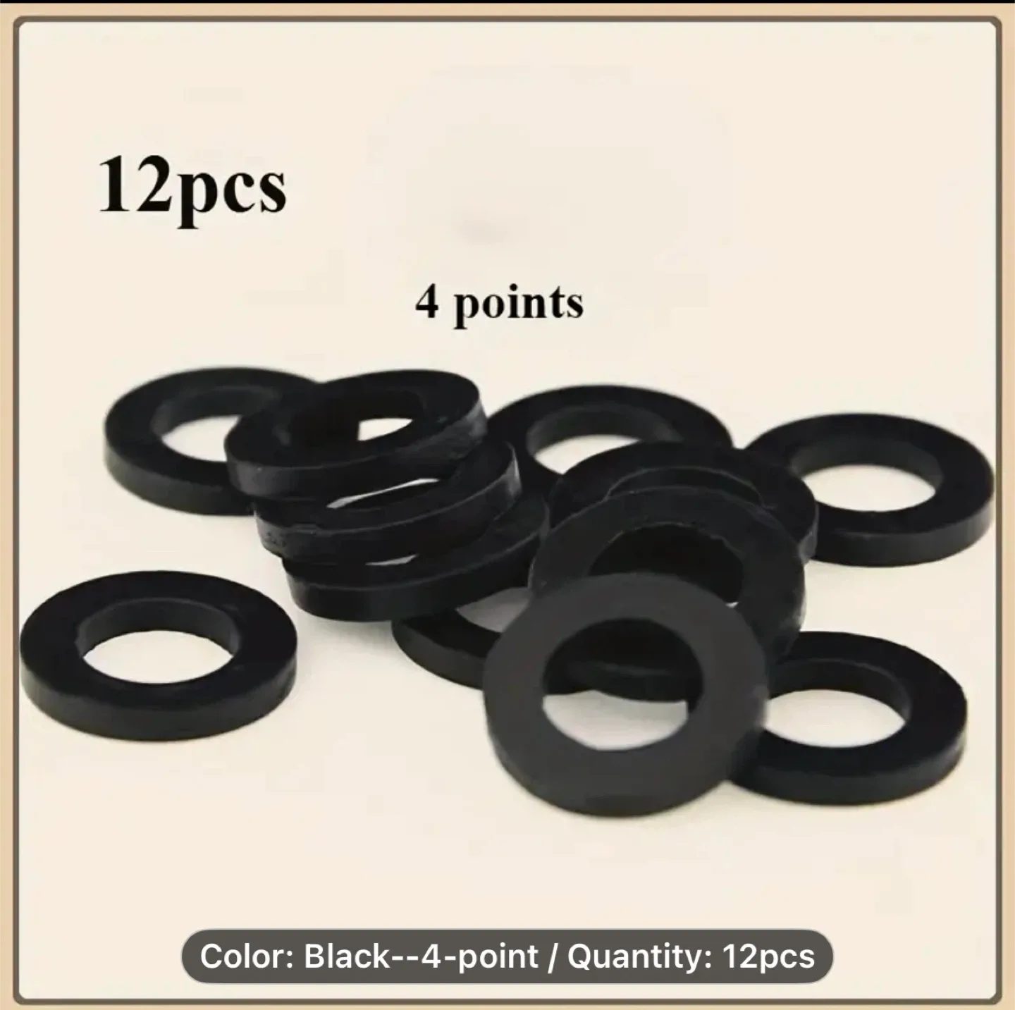 12/100pcs Black Rubber 4-Point Flat Washer Gaskets thumbnail