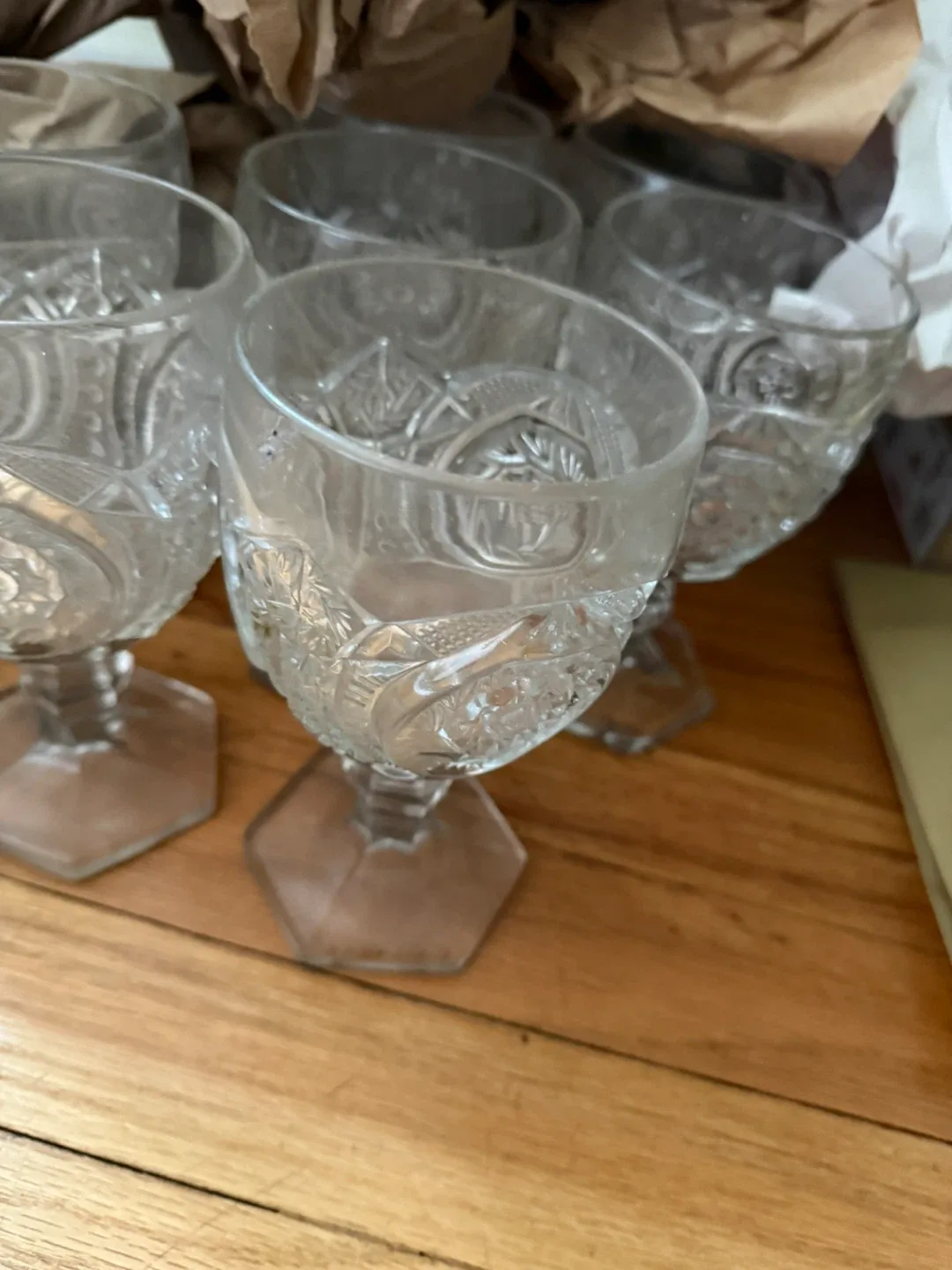 Set of 9 Vintage Pressed Glass Goblets image indicator(2)