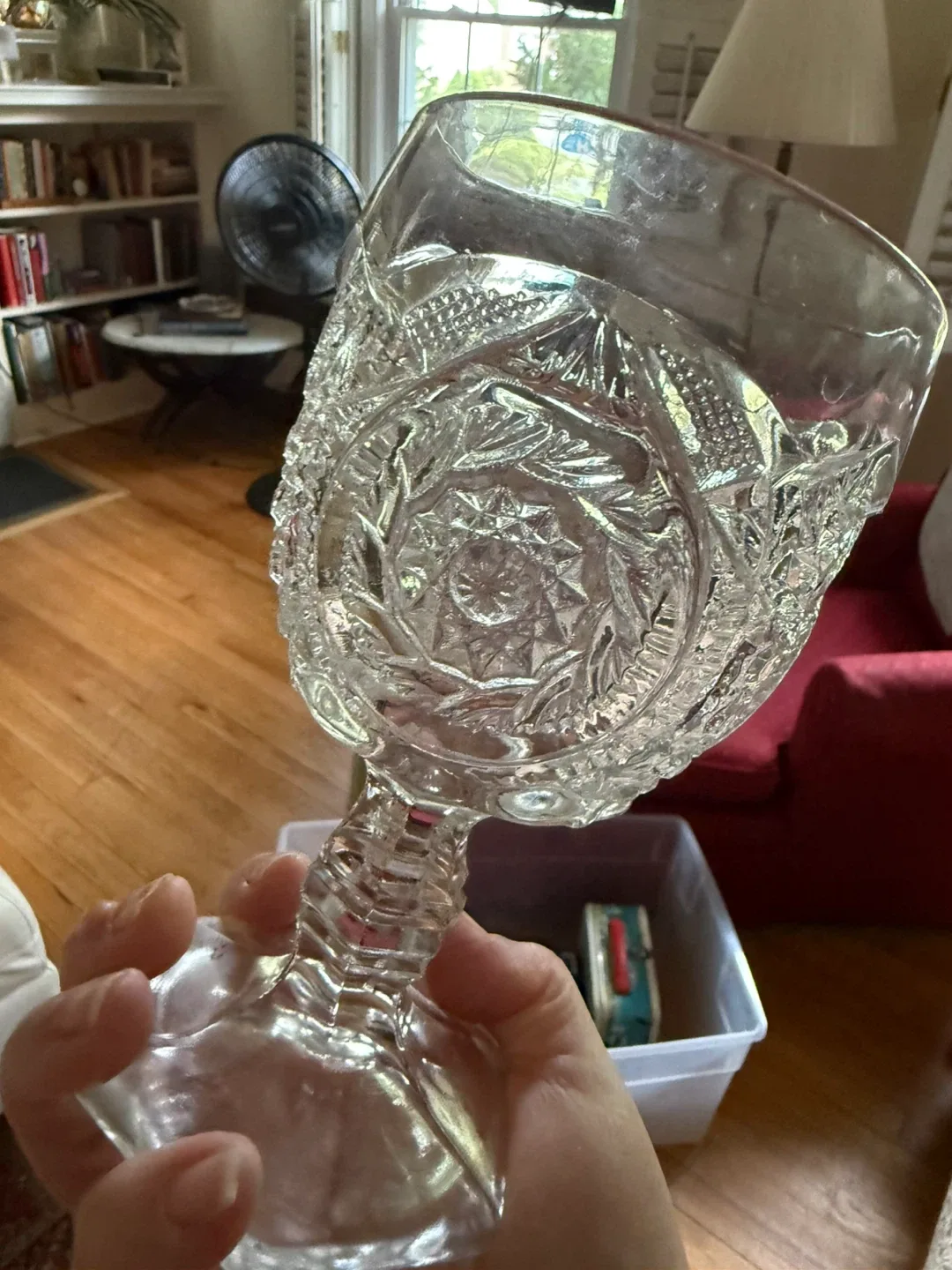 Set of 9 Vintage Pressed Glass Goblets image indicator(5)