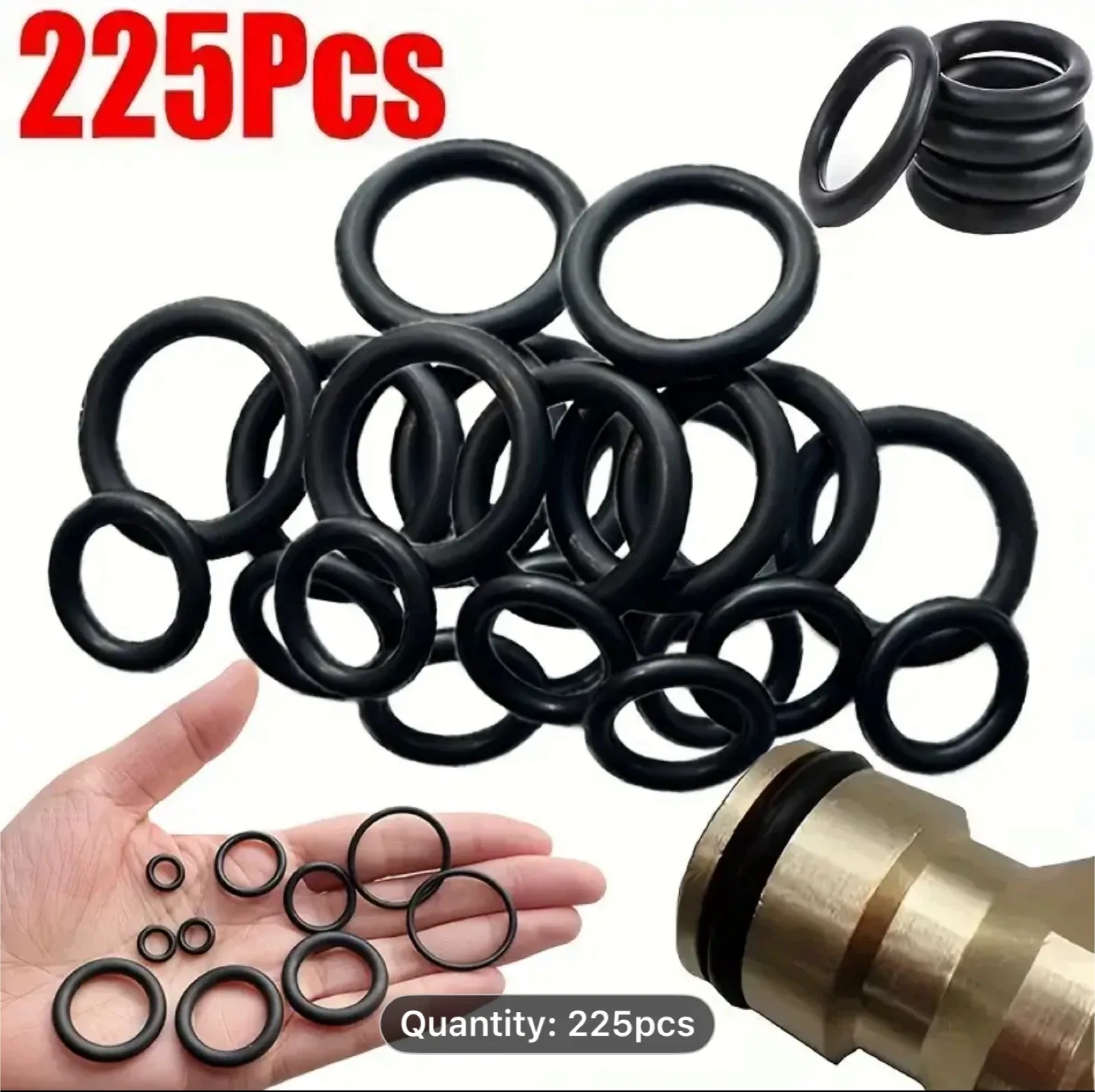 225pcs Rubber O Ring Set Gaskets Seal Nitrile Rubber Bands thumbnail