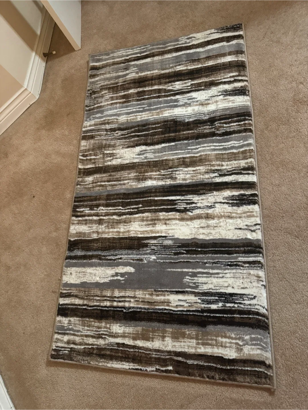 Brown, Grey, and White Abstract Rug thumbnail