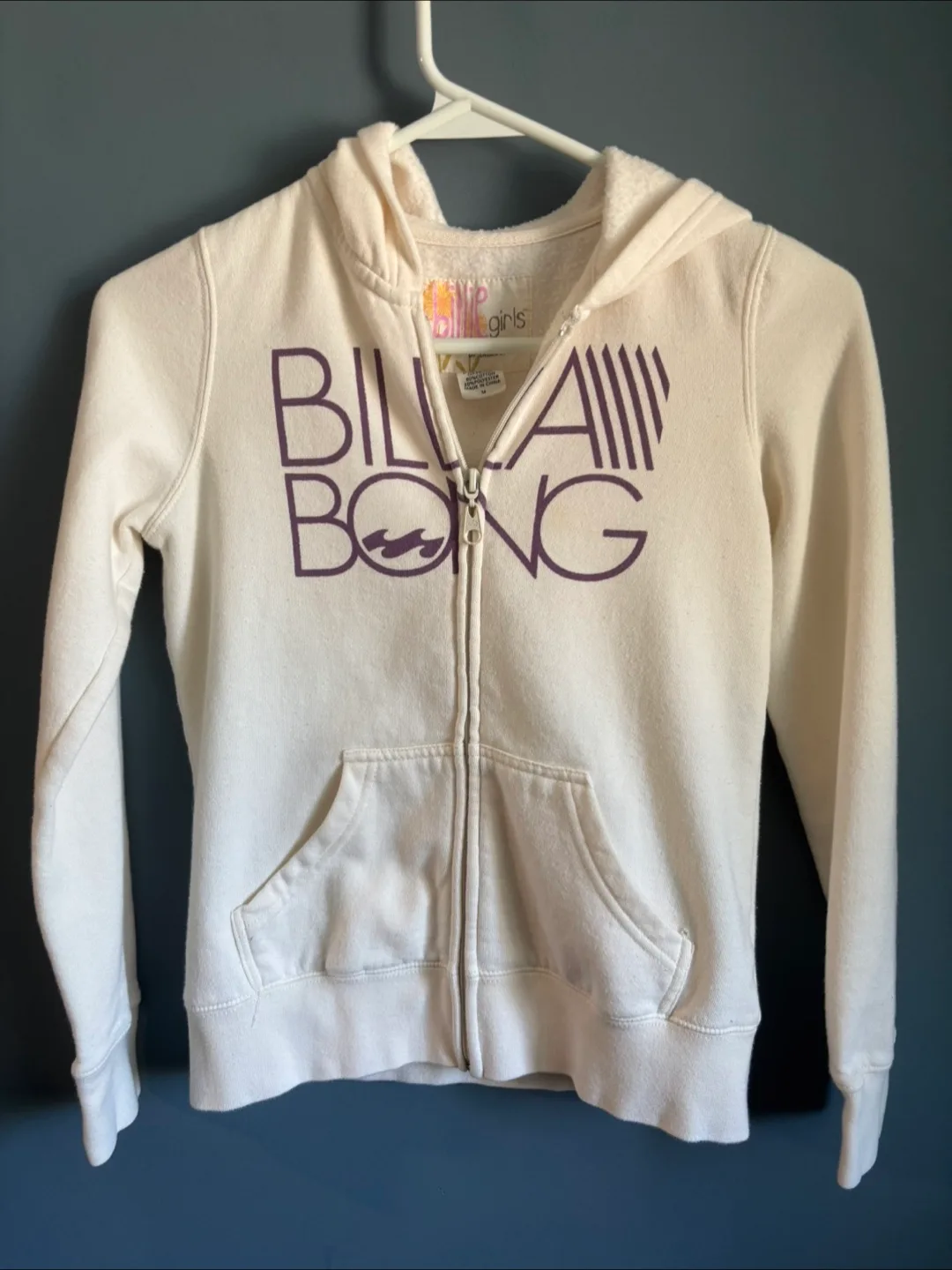 Billabong Girls Cream Zip Up Hoodie - Size M thumbnail