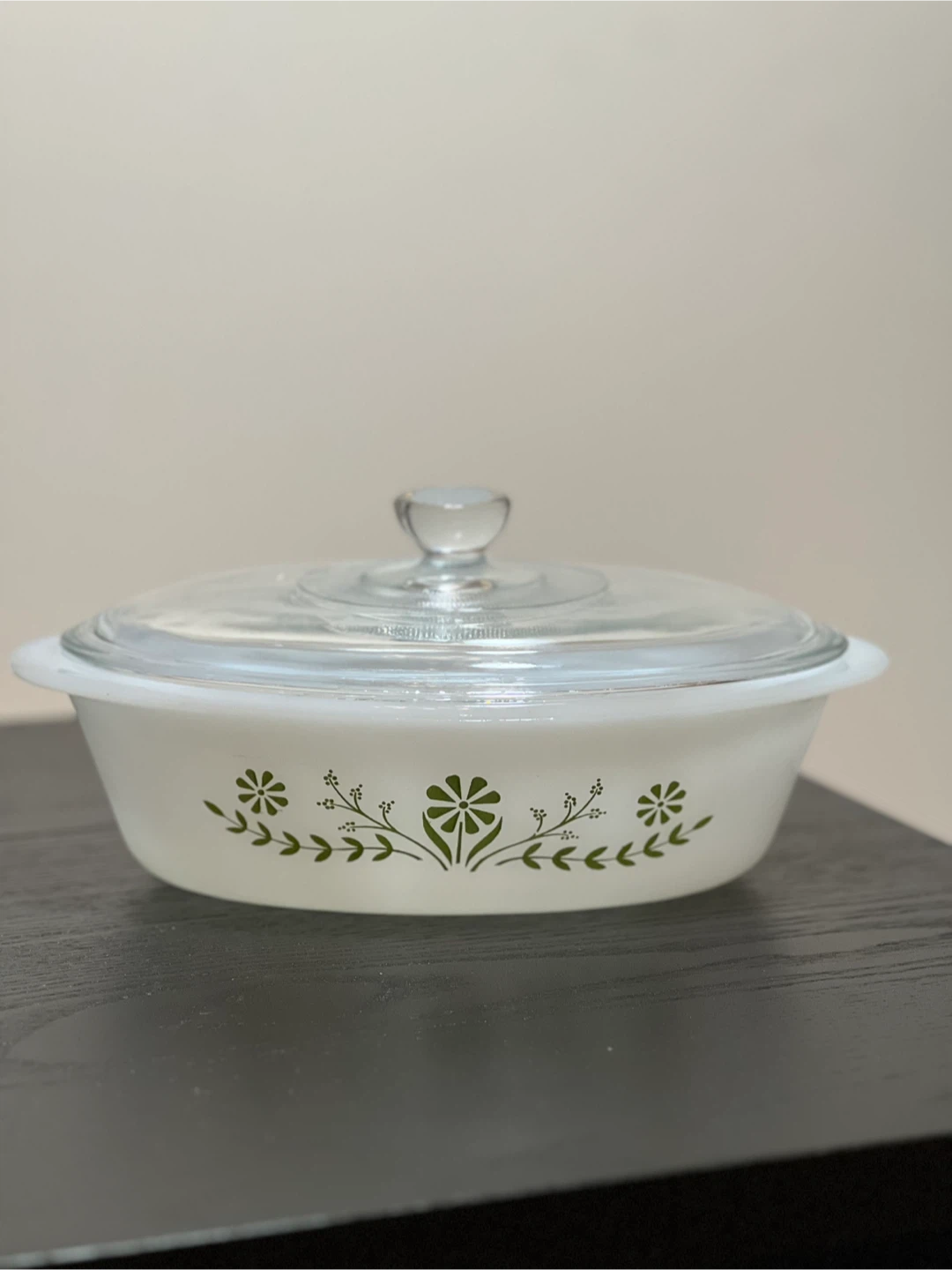 Vintage Glasbake J-235 Milk Glass Casserole Dish