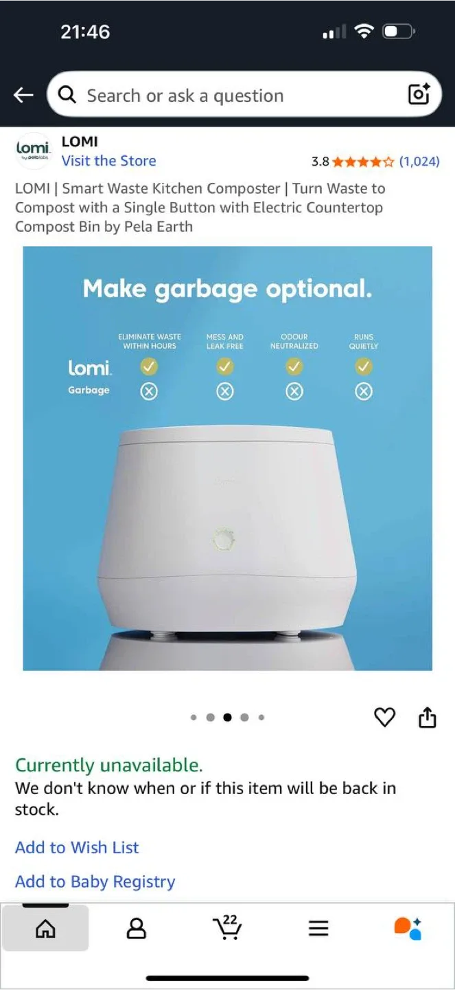 LOMI Smart Waste Kitchen Composter by Pela Earth image indicator(9)