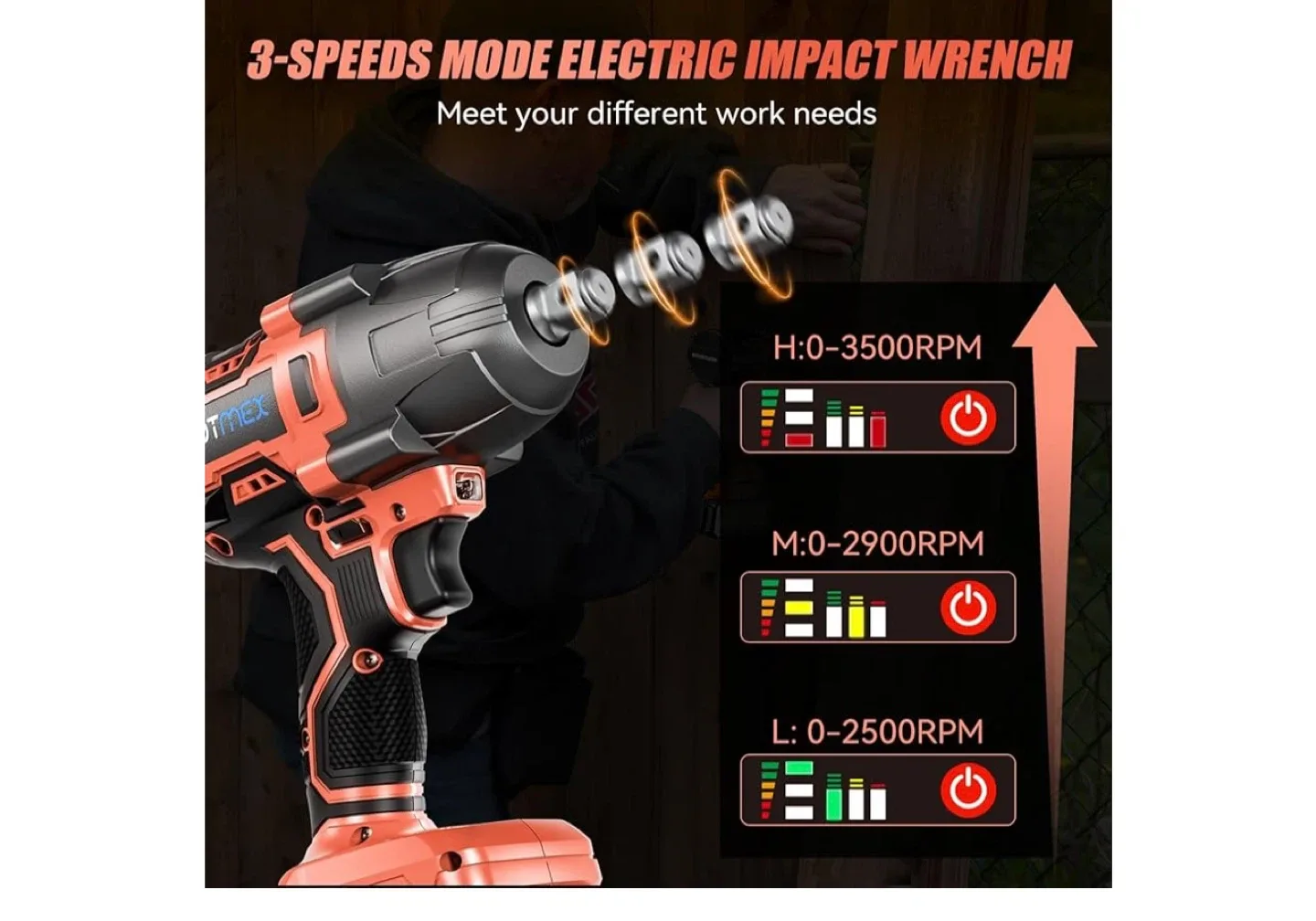 PROTMEX 1/2" Brushless Impact Wrench image indicator(4)