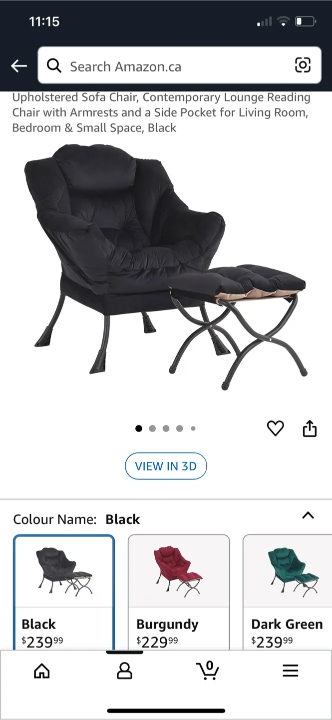 LITA Black Lounge Chair with Ottoman image indicator(2)