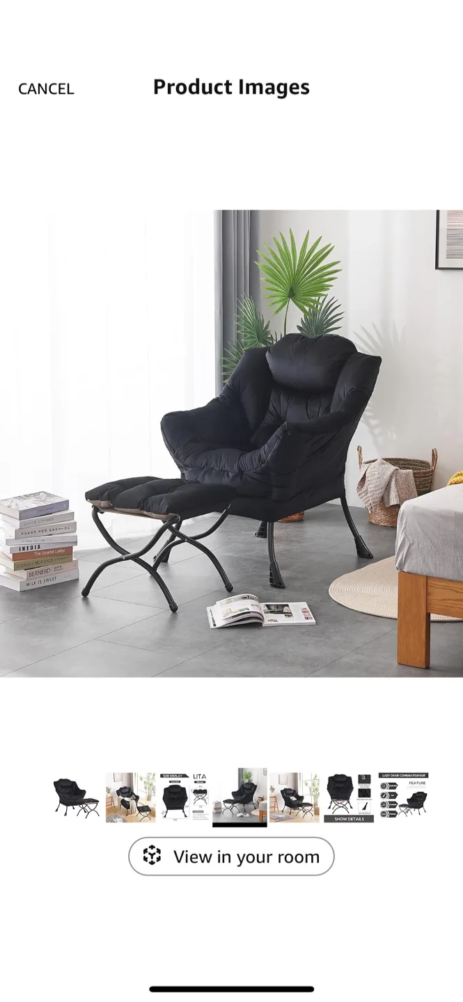 LITA Black Lounge Chair with Ottoman image indicator(6)