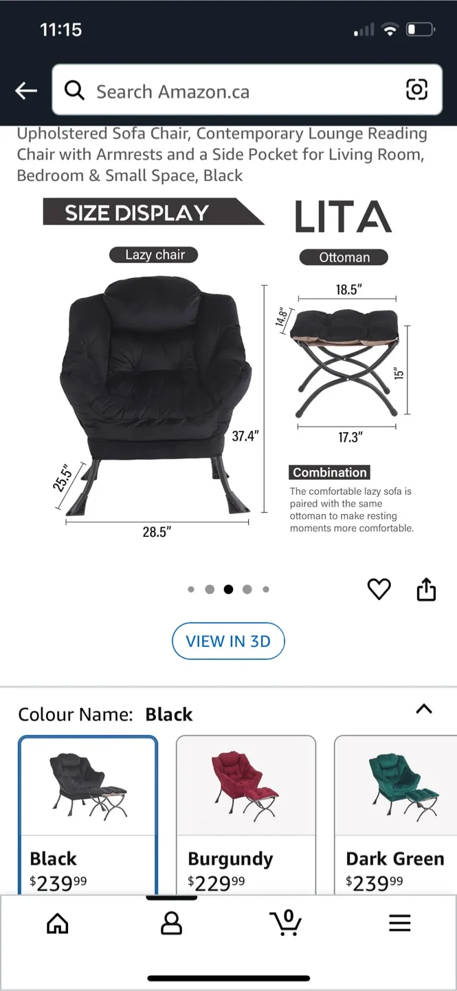 LITA Black Lounge Chair with Ottoman image indicator(4)