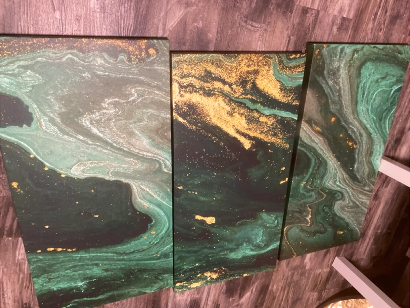 Emerald Green & Gold Abstract Canvas Art Set