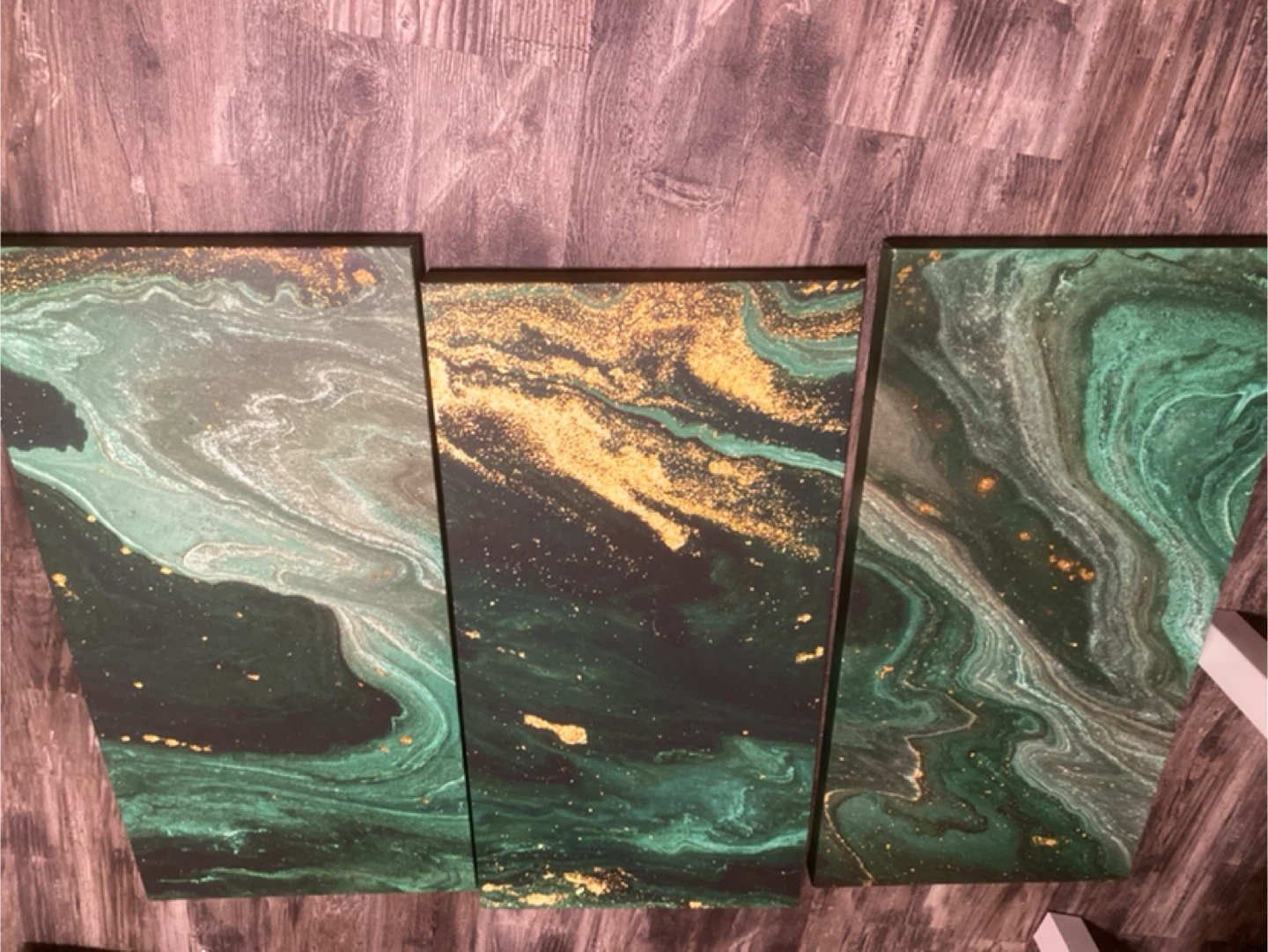 Emerald Green & Gold Abstract Canvas Art Set - photo 3