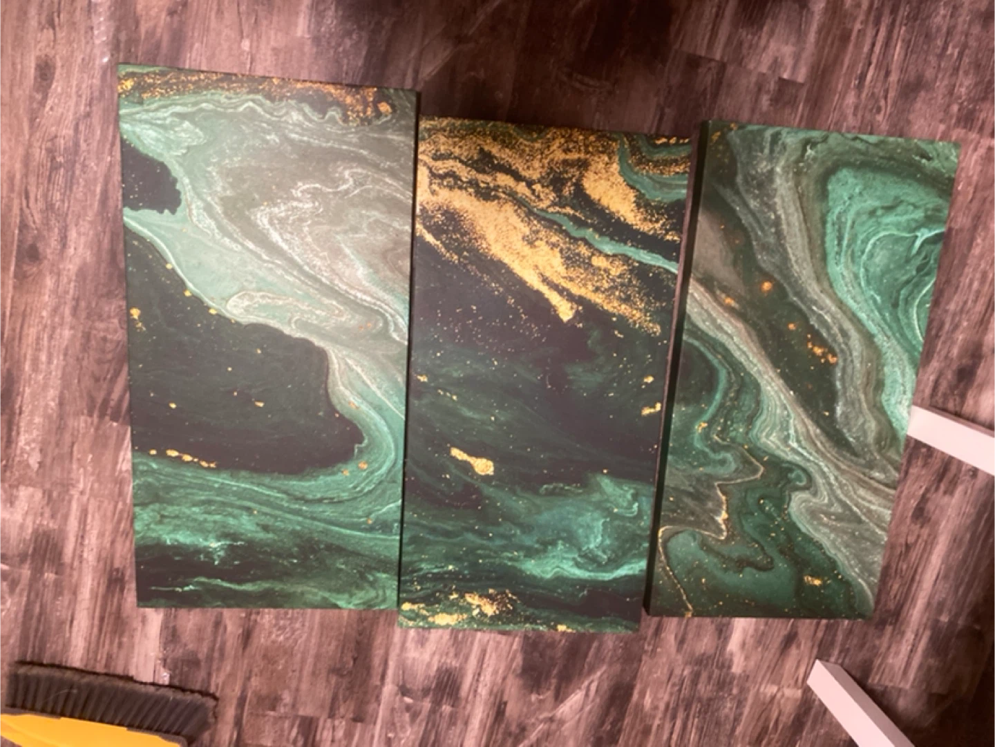 Emerald Green & Gold Abstract Canvas Art Set - photo 2