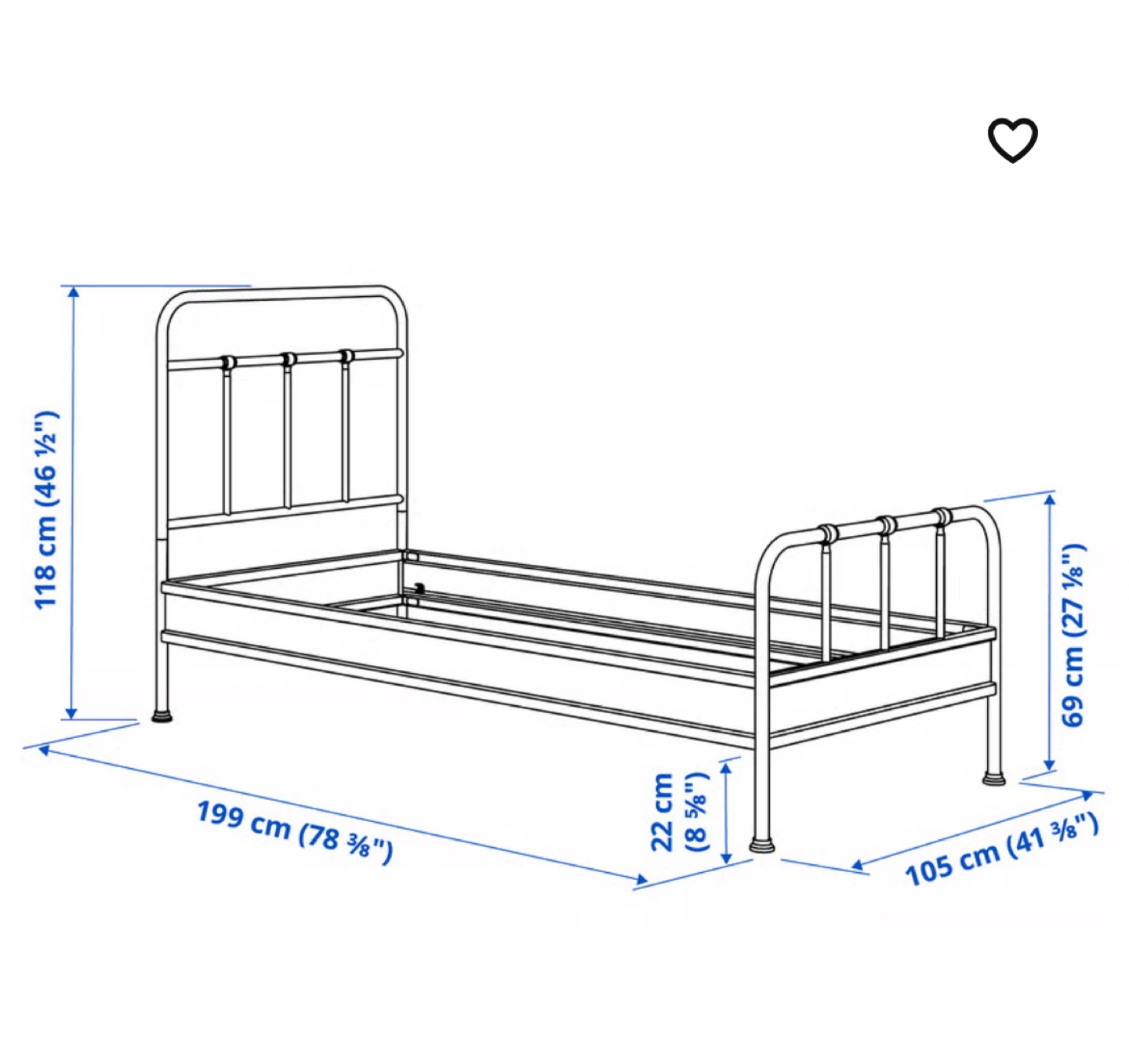 IKEA Leirvik White Metal Bed Frame (Single)