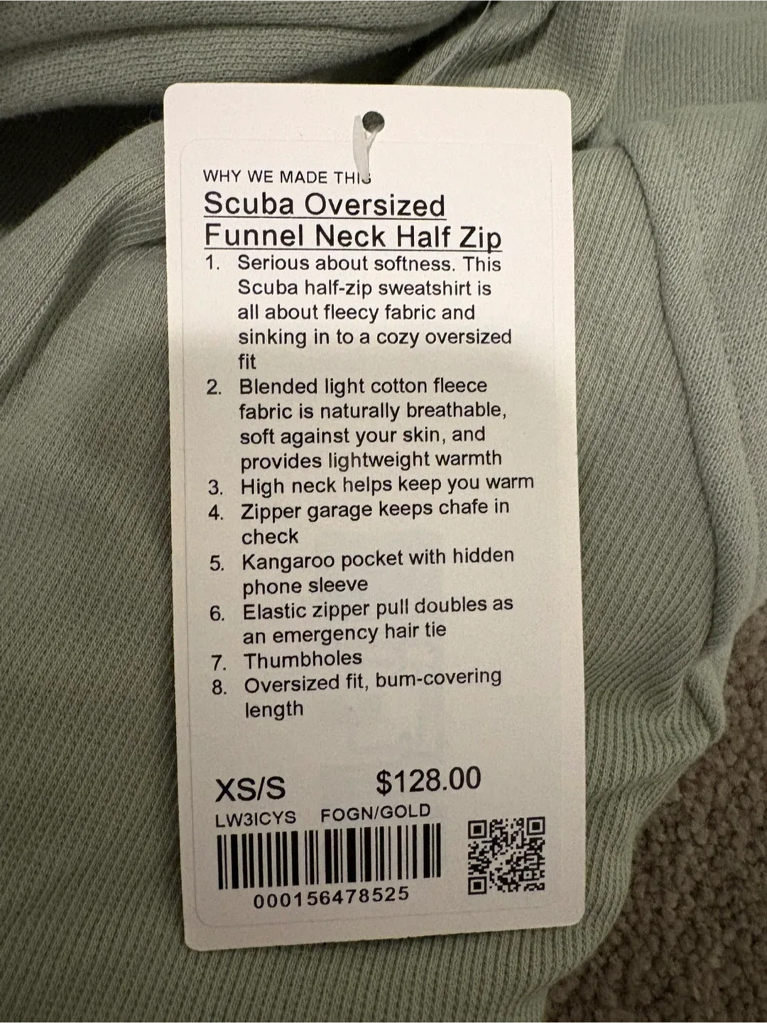 BNWT Lululemon Scuba Oversized Funnel Neck Half Zip XS/S image indicator(2)