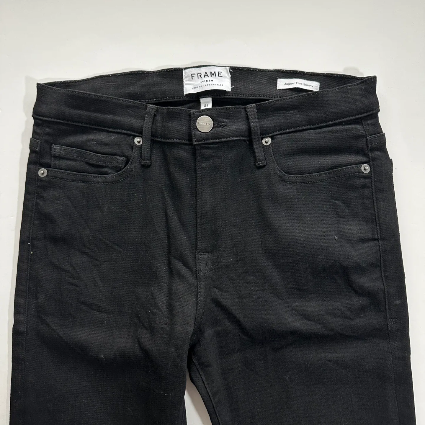 FRAME Denim Black Jagger True Skinny Jeans, Size 31 image indicator(5)