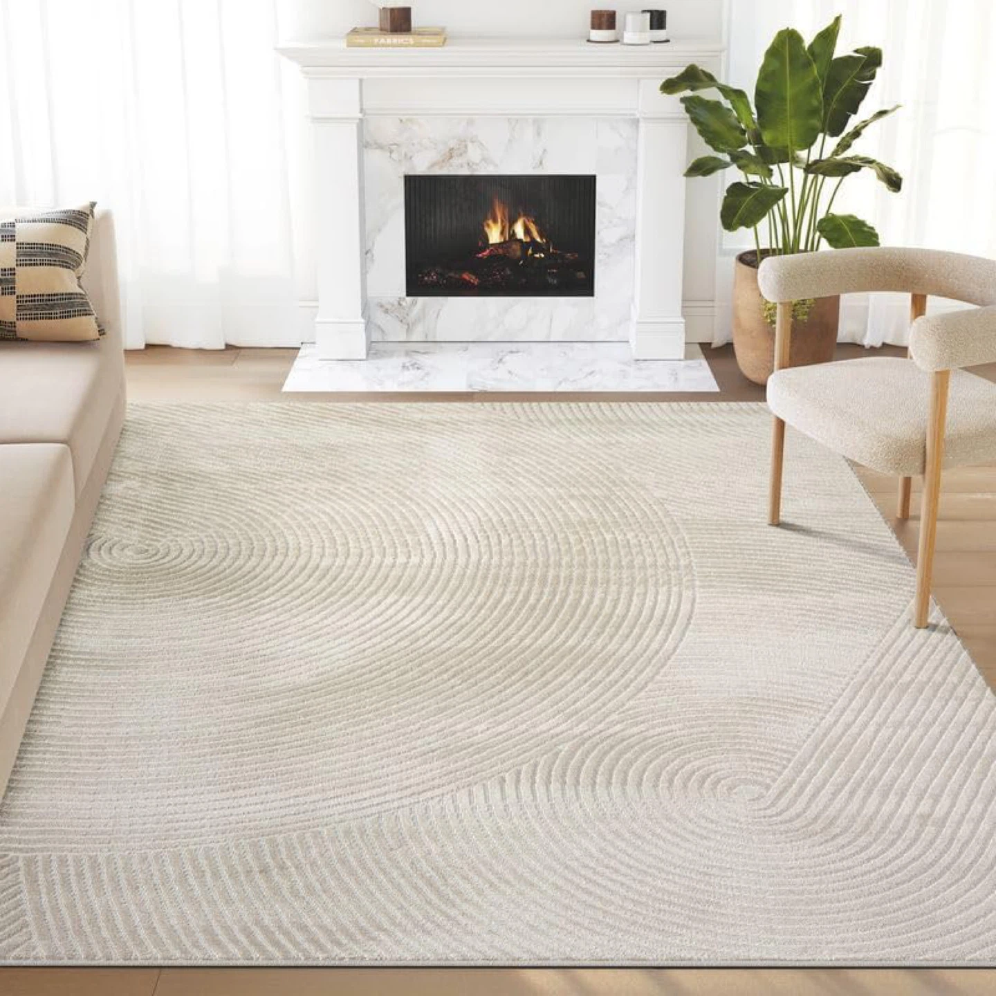 Rug Neutral Beige 9' x 12' for Living Room, Bedroom