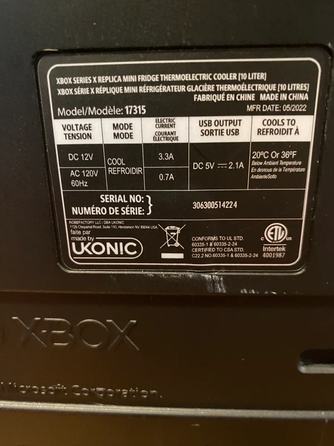 Xbox Series X Mini Fridge - Kool Konik image indicator(6)