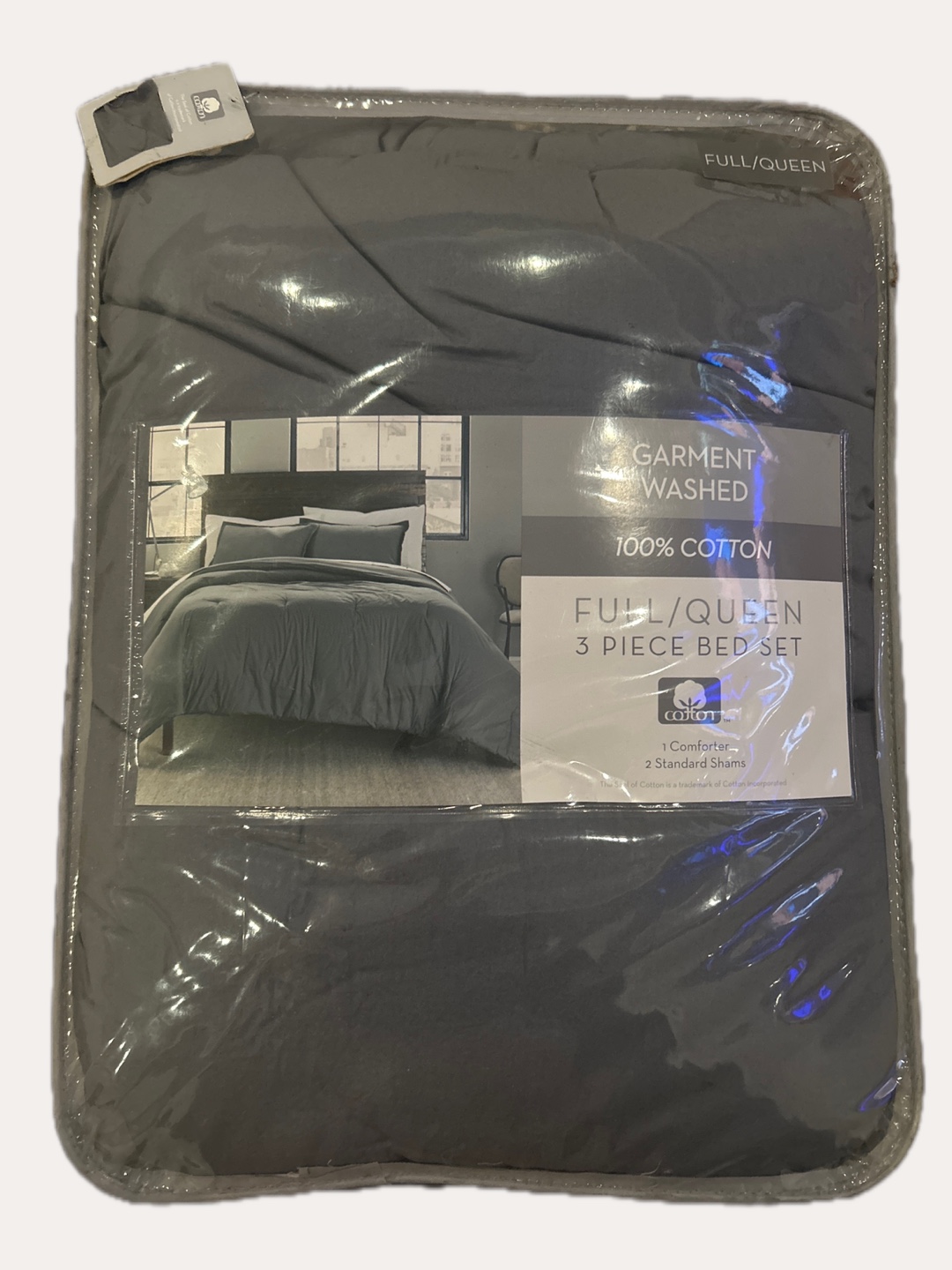 New Full/Queen 3-Piece Cotton Bed Set (Grey)