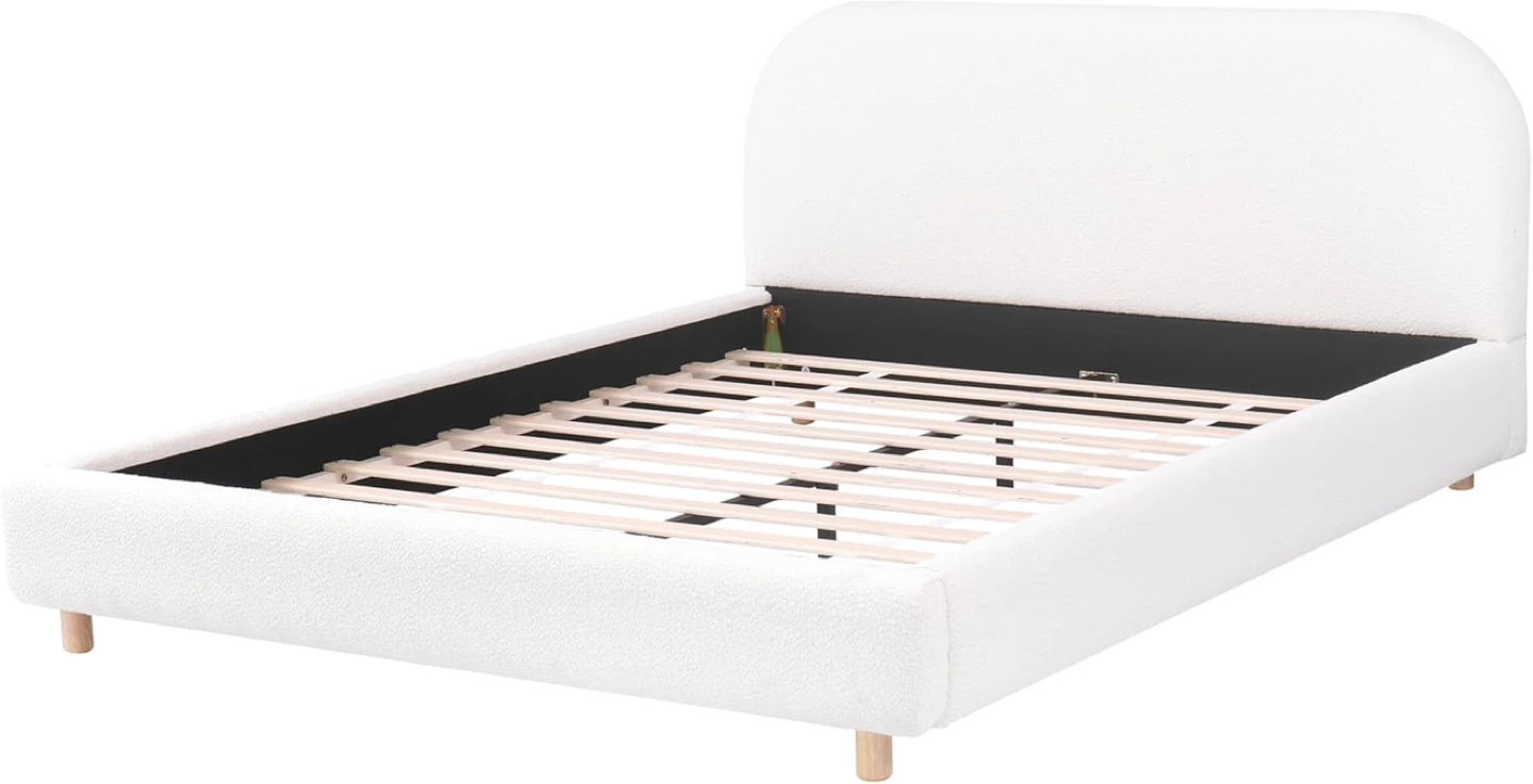 Curve-Shaped Platform Bed with Headboard, Queen Size - photo 3