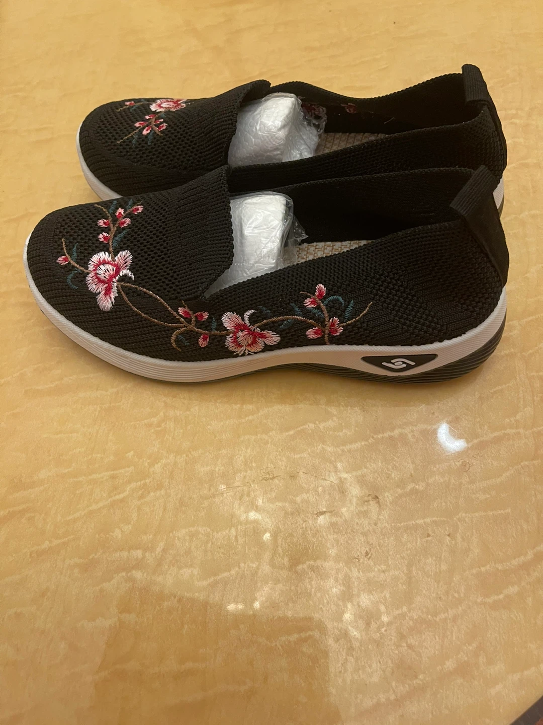 Black Slip on Shoes With Embroidery Size 6