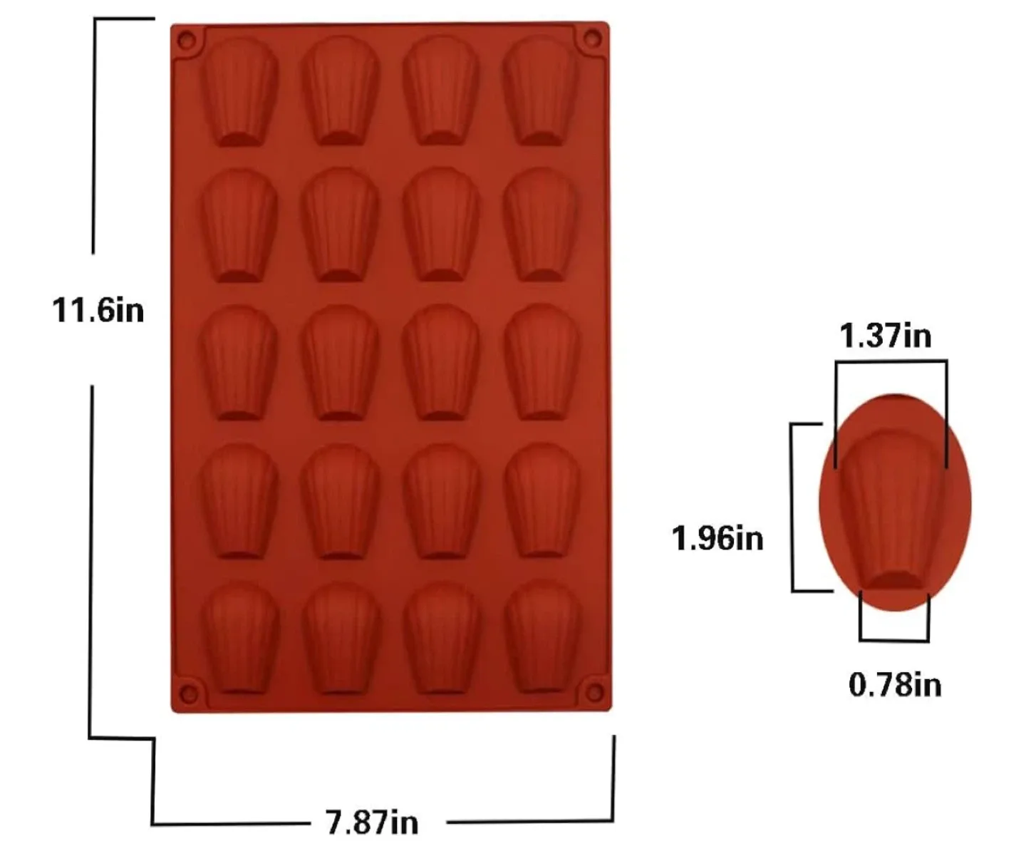 2 Sheets Madeleine Cake Mold, Silicone Baking Tray image indicator(2)
