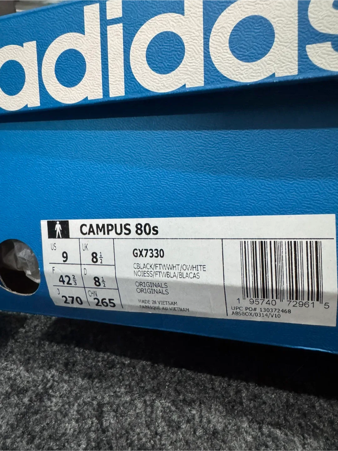 Brand New! Adidas Campus 80s “black off white” US 9 (Men's) thumbnail