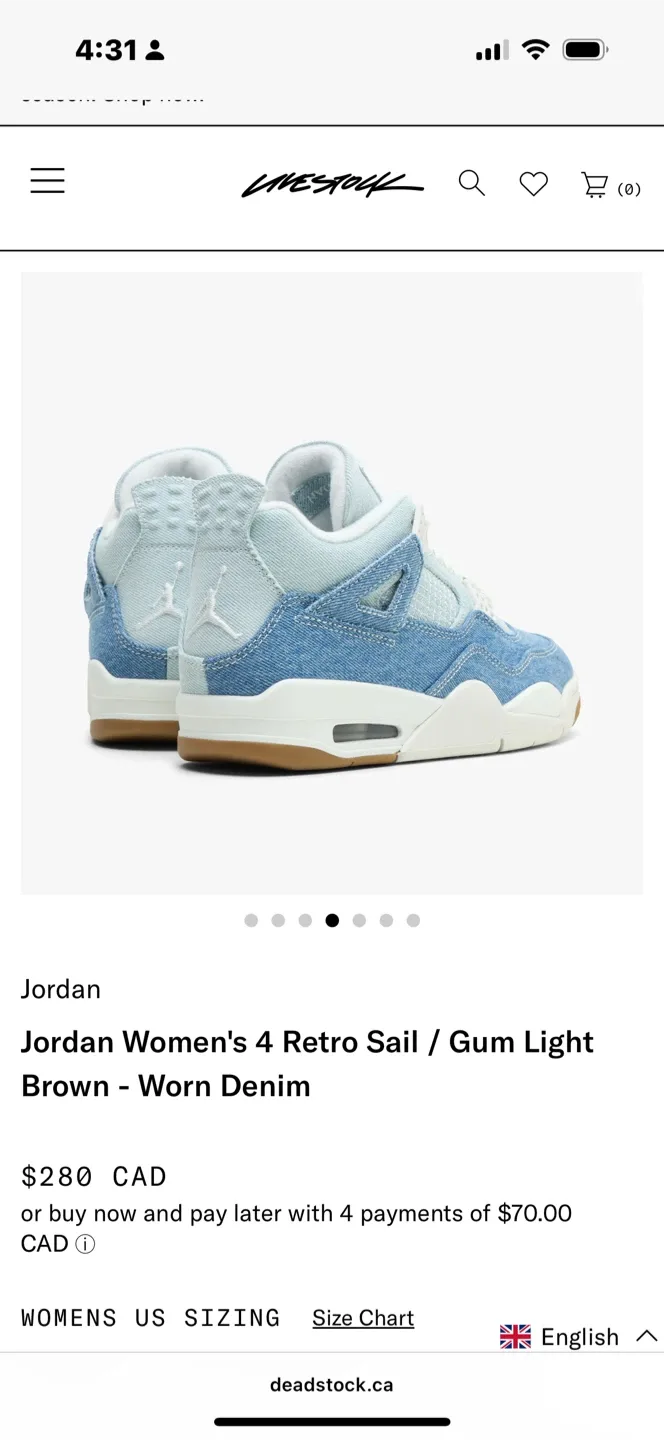 Jordan Women's 4 Retro Sail/Gum Light Brown - Worn Denim image indicator(4)