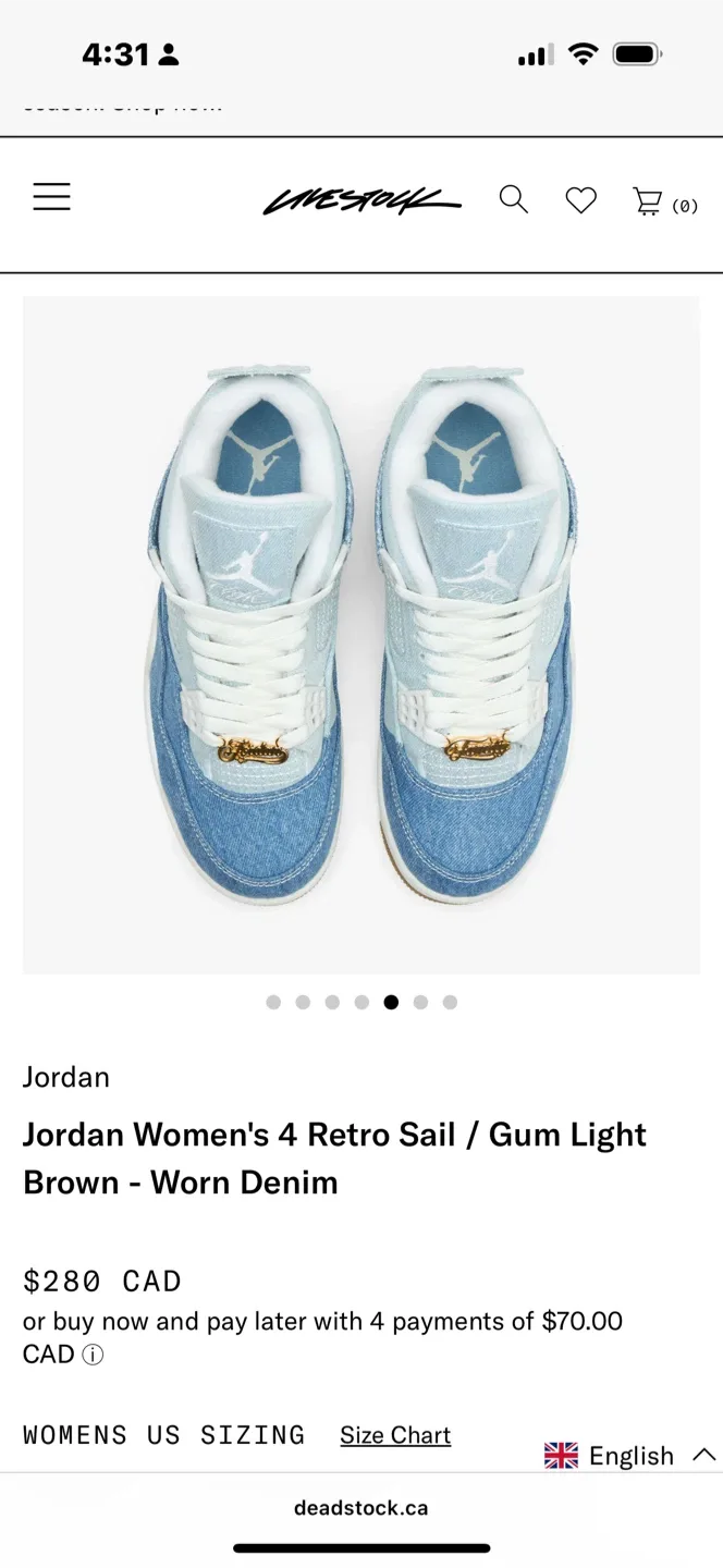 Jordan Women's 4 Retro Sail/Gum Light Brown - Worn Denim image indicator(5)