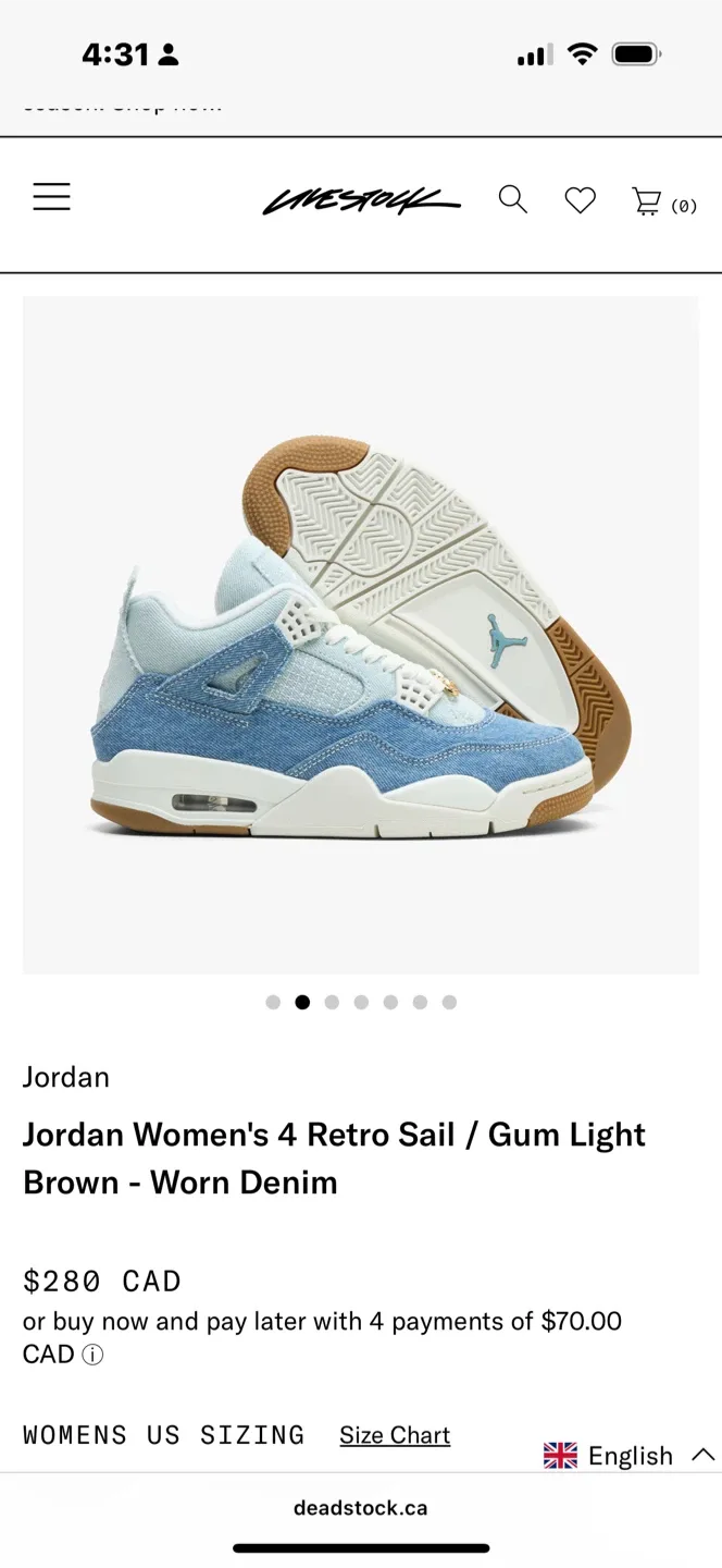 Jordan Women's 4 Retro Sail/Gum Light Brown - Worn Denim image indicator(3)