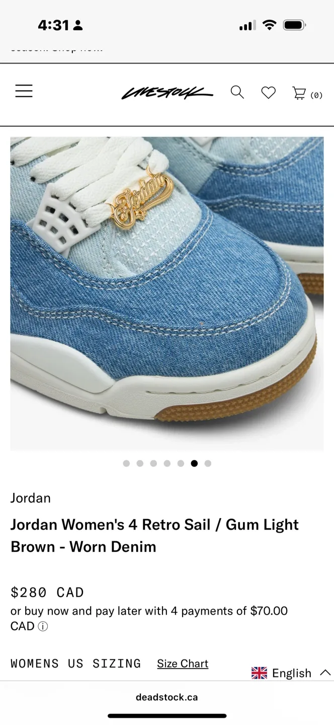 Jordan Women's 4 Retro Sail/Gum Light Brown - Worn Denim image indicator(2)