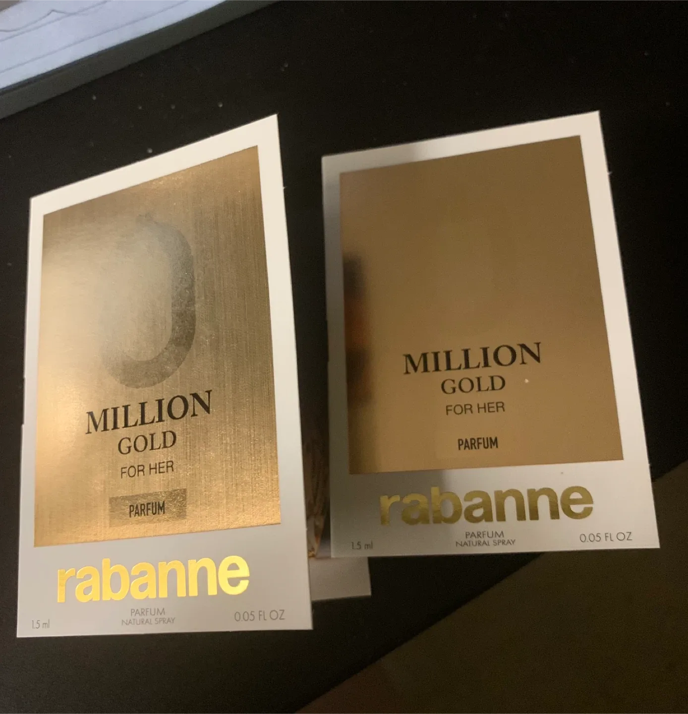 2 viles of RABANNE Million Gold For Her Parfum Sample thumbnail