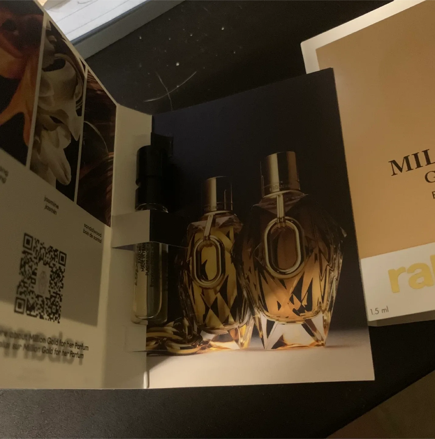 2 viles of RABANNE Million Gold For Her Parfum Sample image indicator(2)