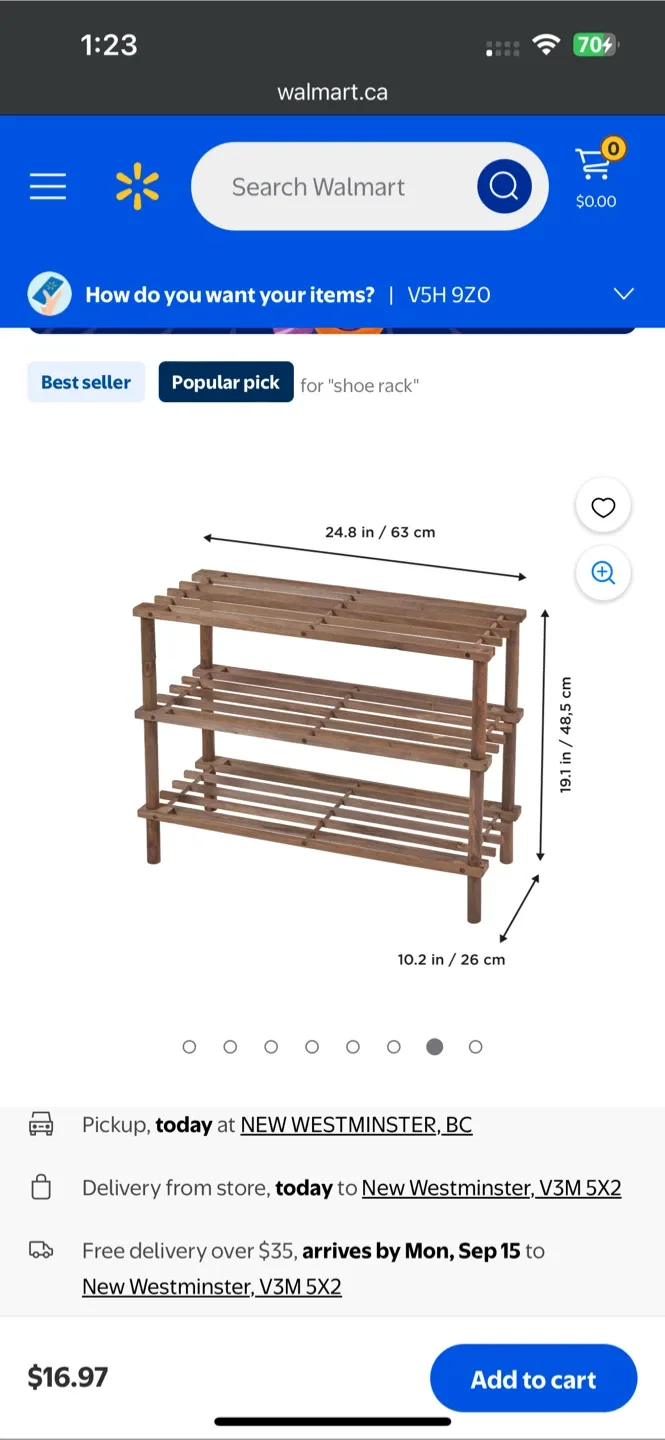 3-Tier Wooden Shoe Rack - 24.8 in Wide thumbnail