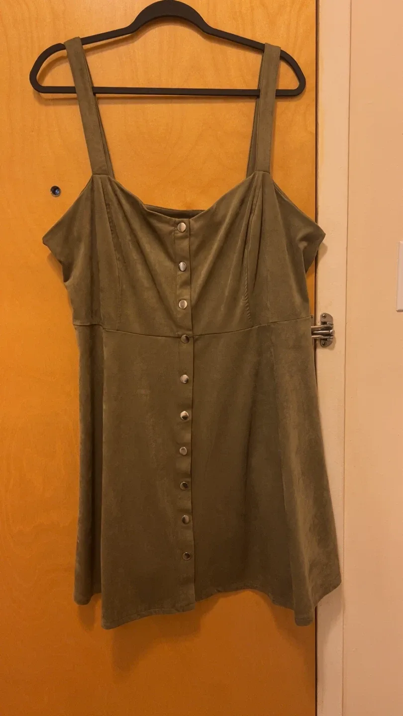 Forever 21+ Velvet Olive Dress - Size 3X thumbnail