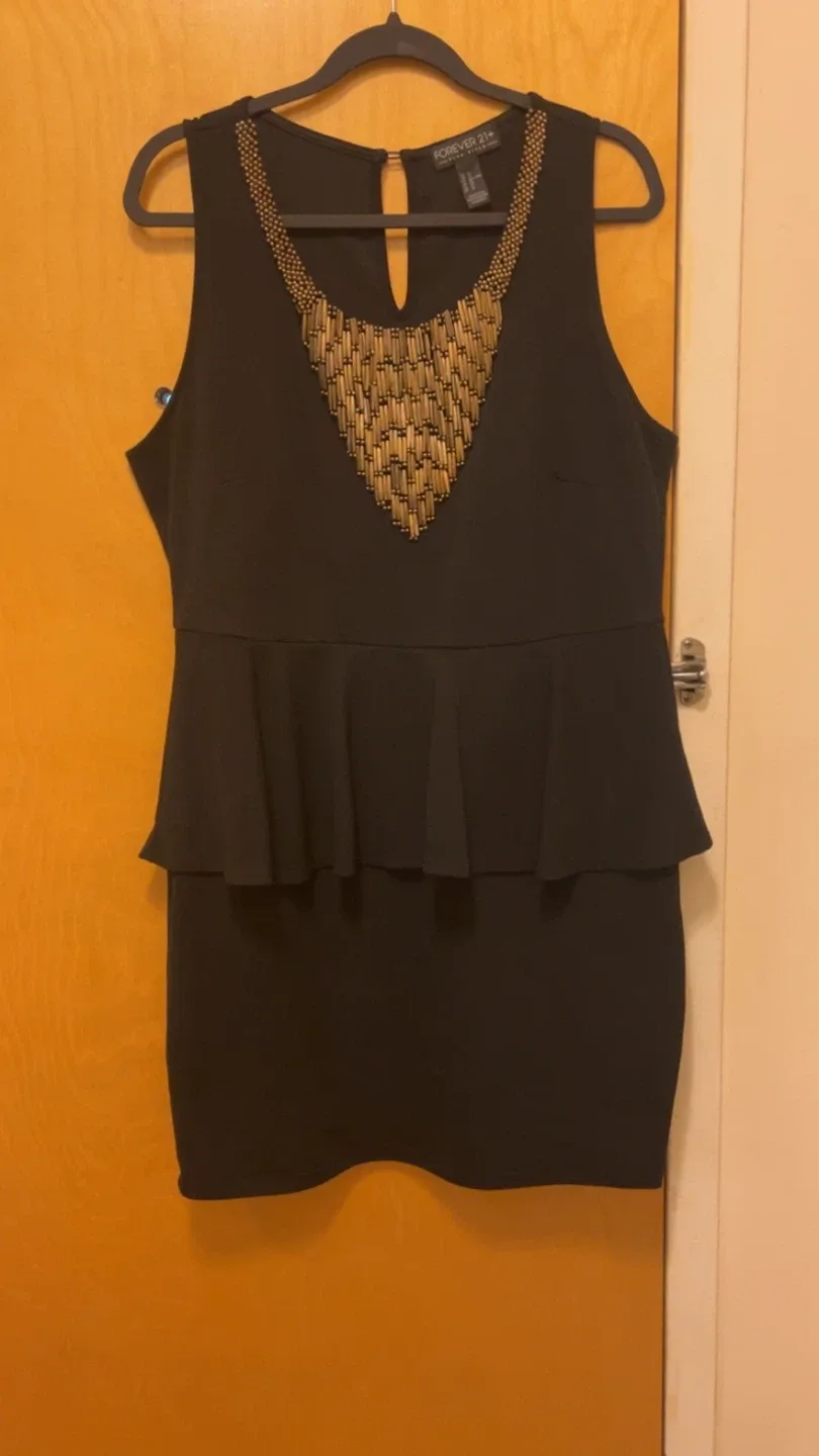Forever 21+ Black Peplum Dress - Size 2X thumbnail