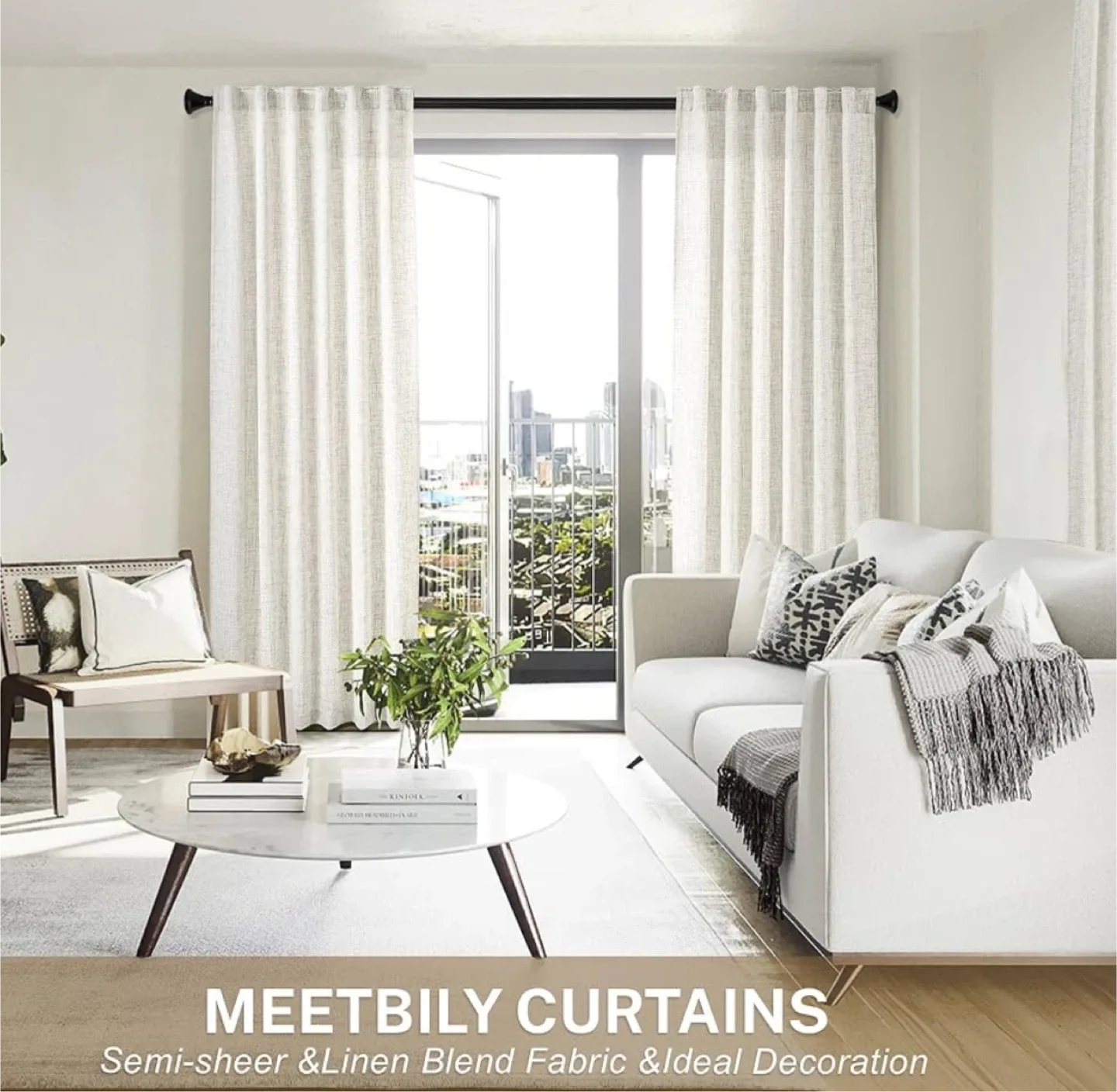 New Natural Linen Curtain L72 x52W thumbnail