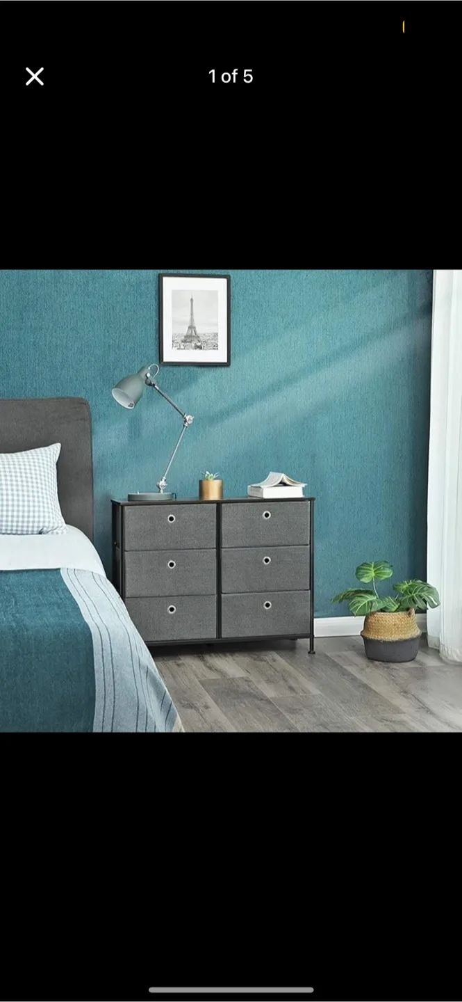 6-Drawer Dresser Storage Tower - Grey thumbnail