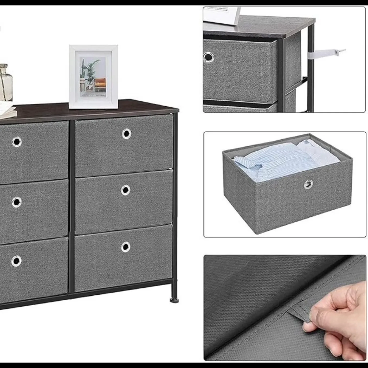 6-Drawer Dresser Storage Tower - Grey image indicator(5)