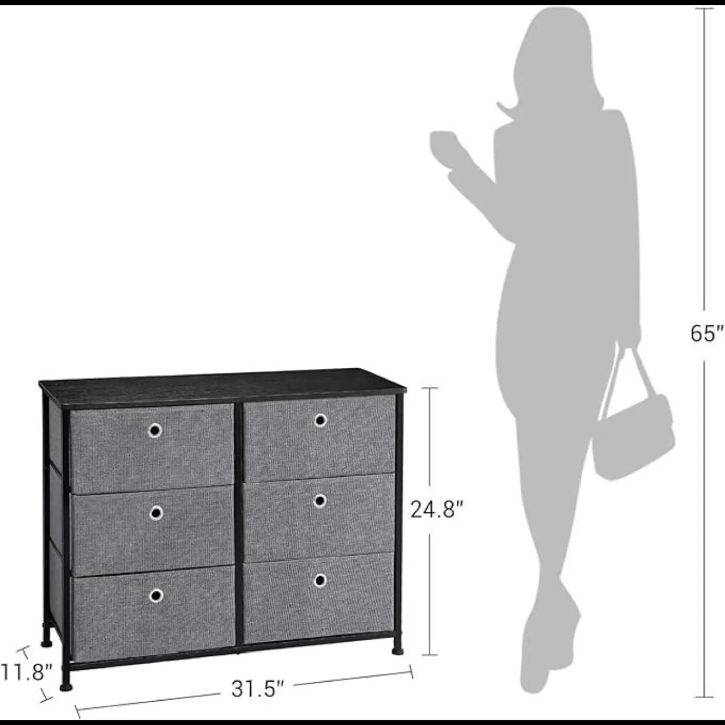 6-Drawer Dresser Storage Tower - Grey image indicator(3)