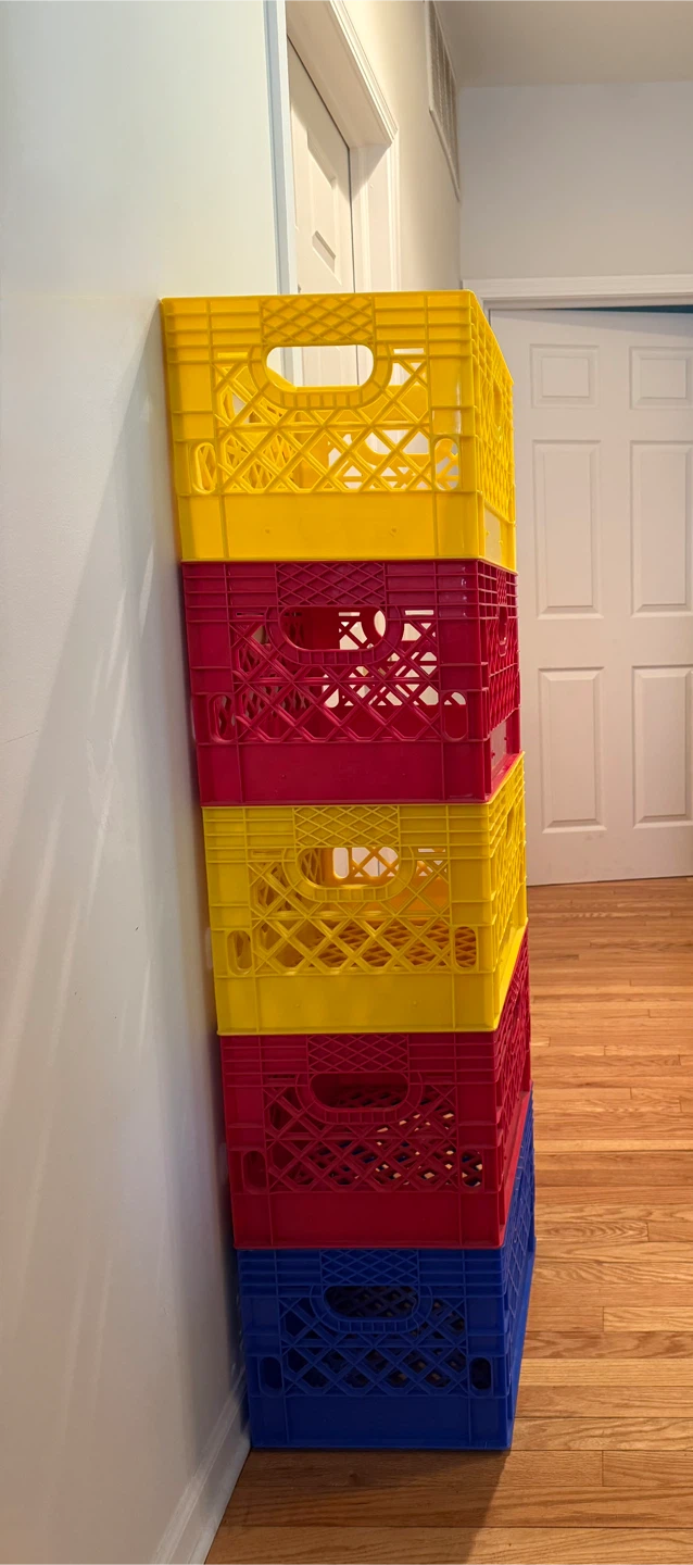 Heavy Duty Milk Crates - Yellow, Red, Blue - photo 2