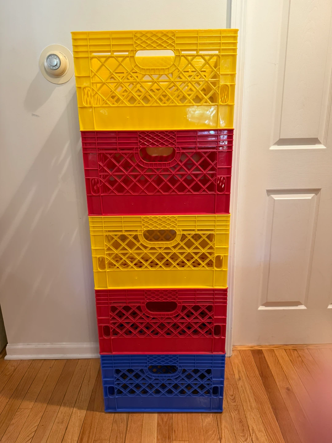 Heavy Duty Milk Crates - Yellow, Red, Blue
