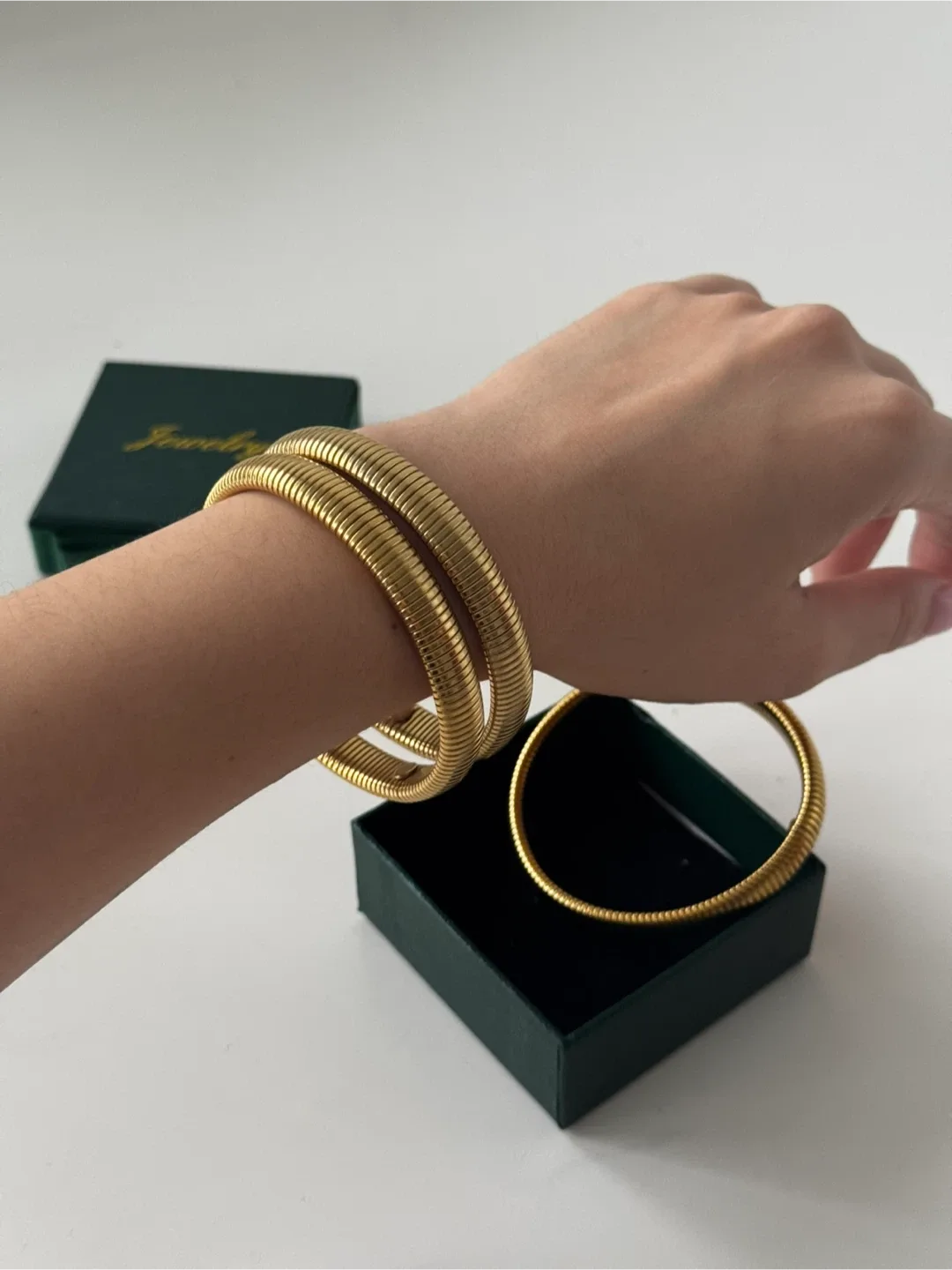 Conran K Remix Gold Plated Stainless Steel Bangle Bracelet Set thumbnail